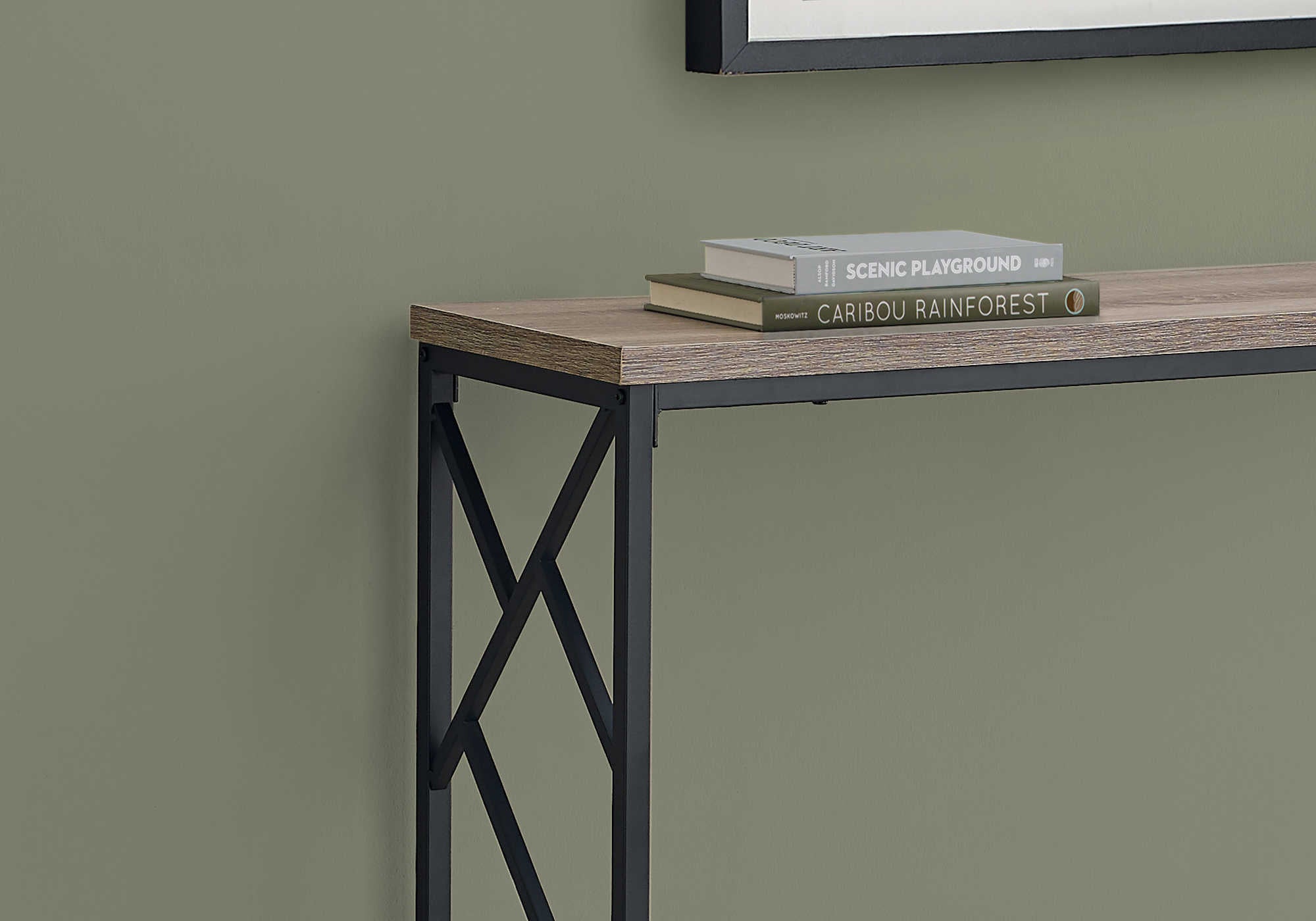 TABLE D'APPOINT - 44"L / CONSOLE D'ENTREE TAUPE / NOIR – I 3533.