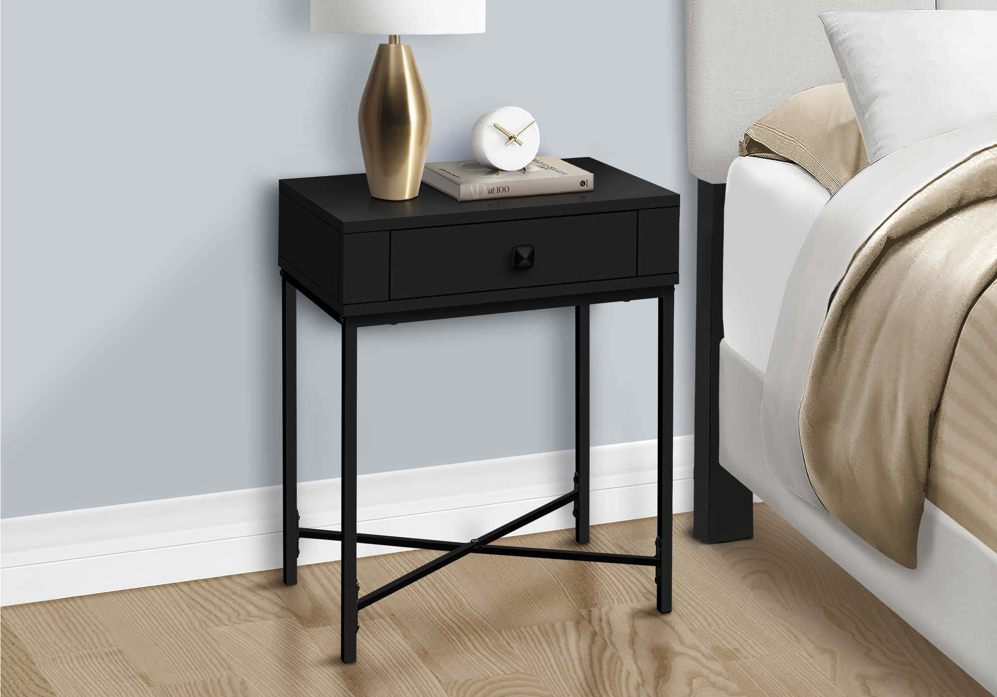 Image of nightstand - 22"h / black / black metal  i 3542.