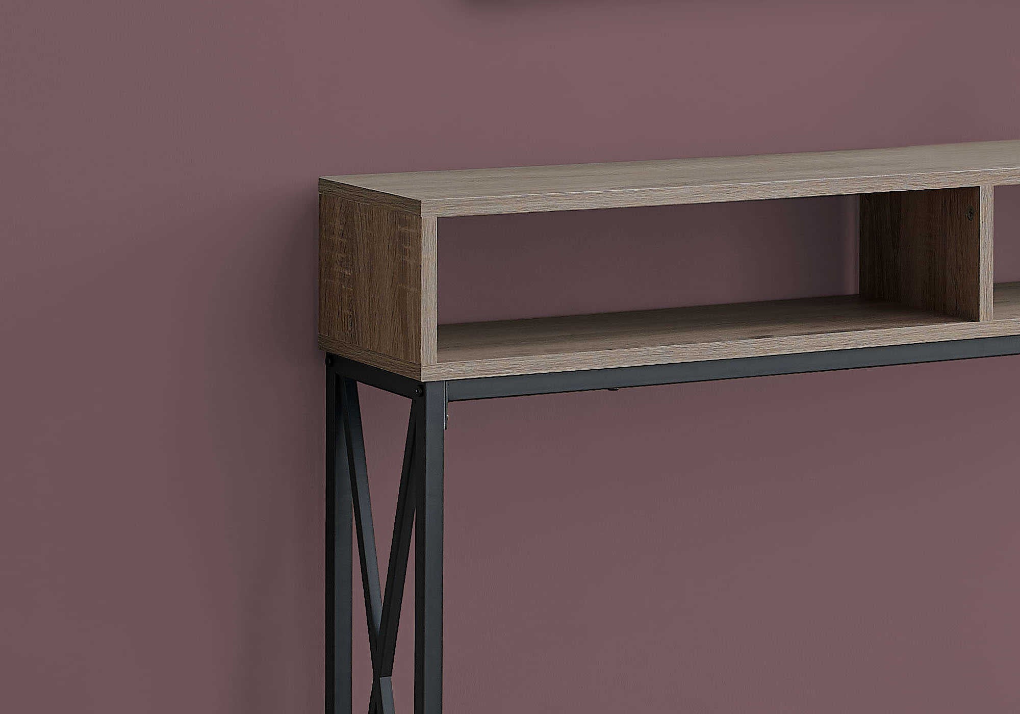 TABLE D'APPOINT - 48"L / CONSOLE D'ENTREE TAUPE / NOIR – I 3573.