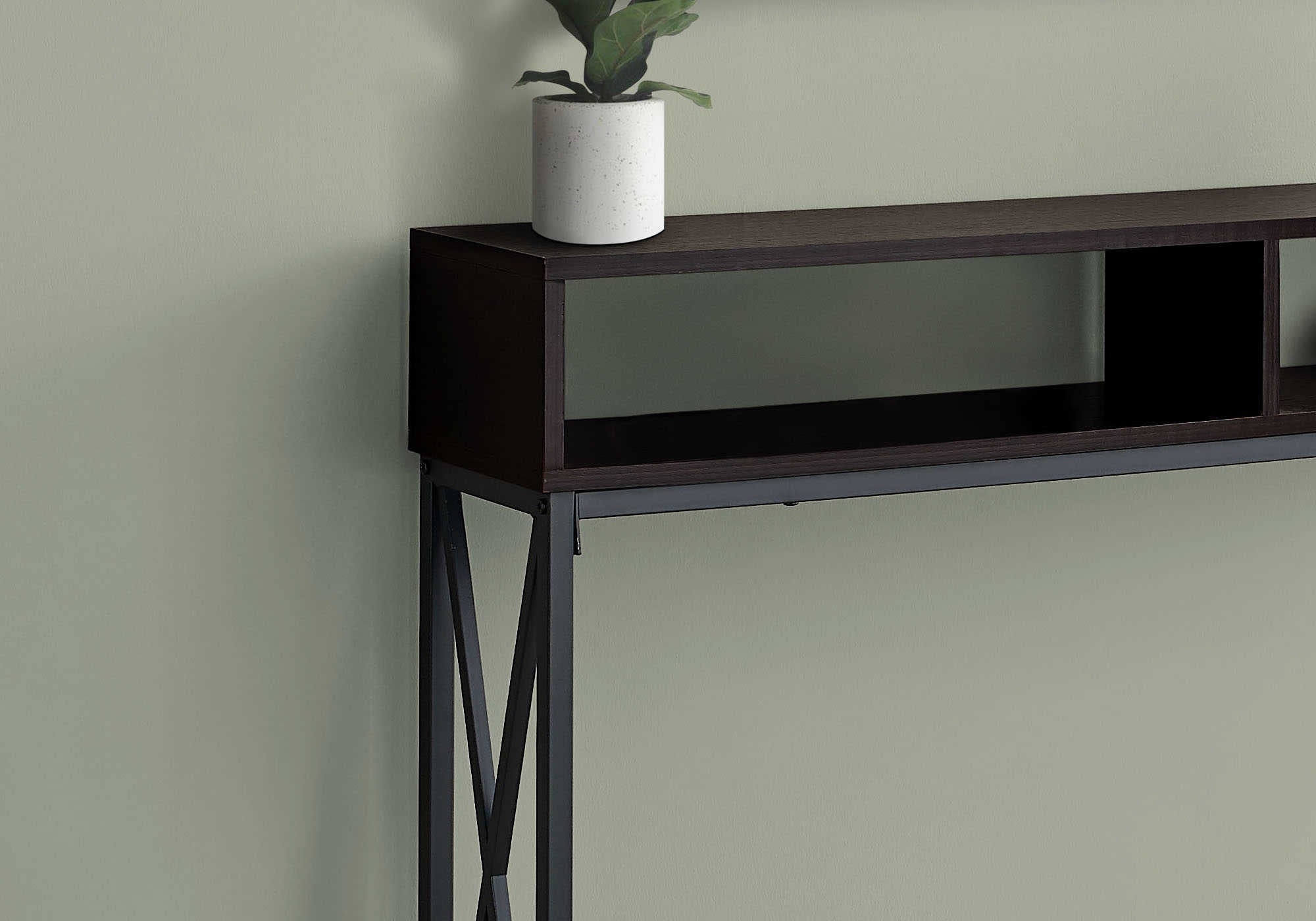 TABLE D'APPOINT - 48"L / CONSOLE D'ENTREE ESPRESSO / NOIR – I 3574.