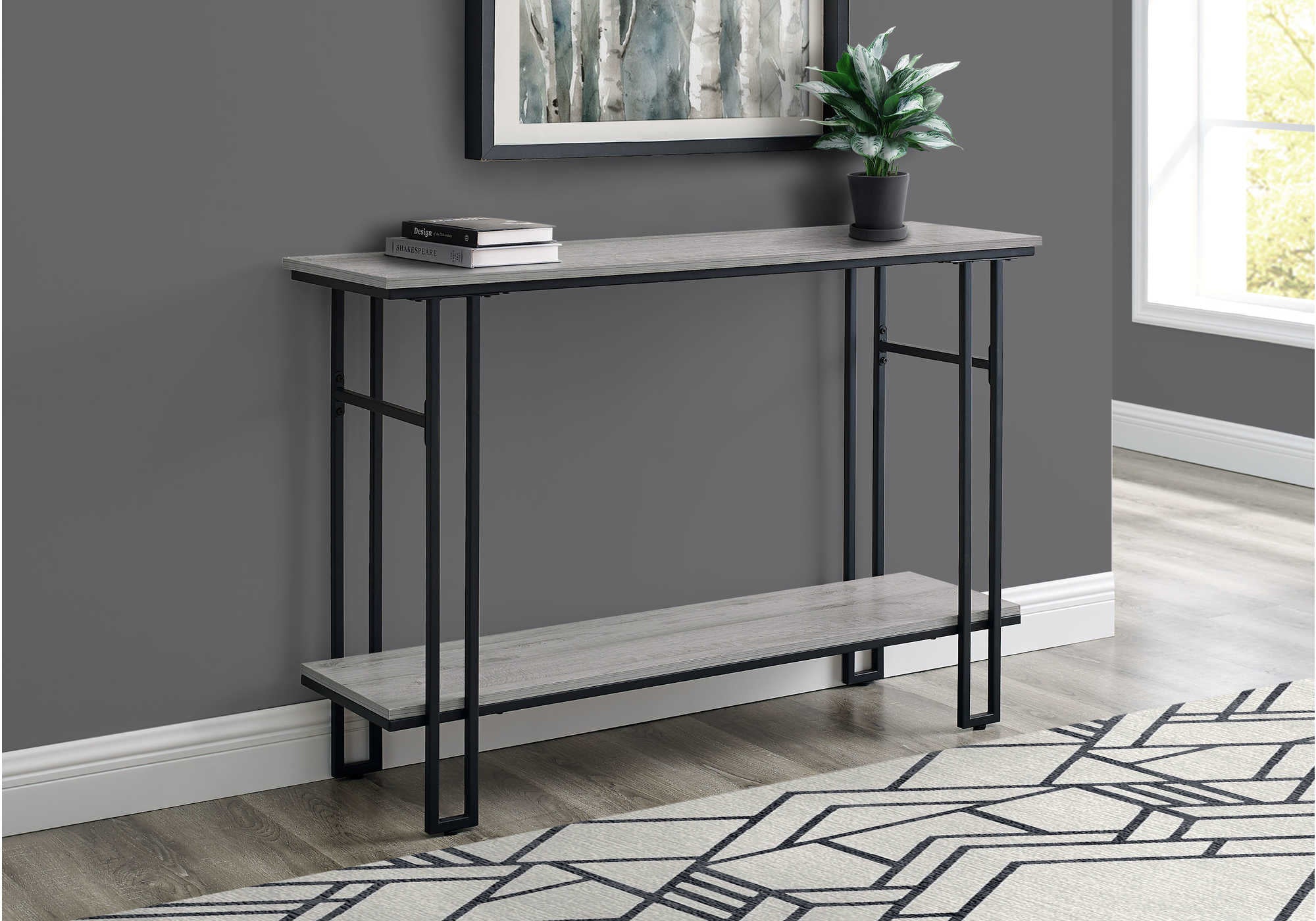 TABLE D'APPOINT - 48"L / CONSOLE D'ENTREE GRIS / NOIR – I 3576.