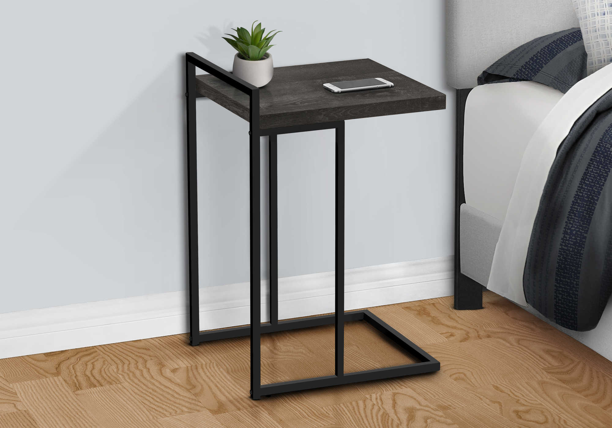 Image of nightstand - 25"h / black reclaimed wood / black metal  i 3633.