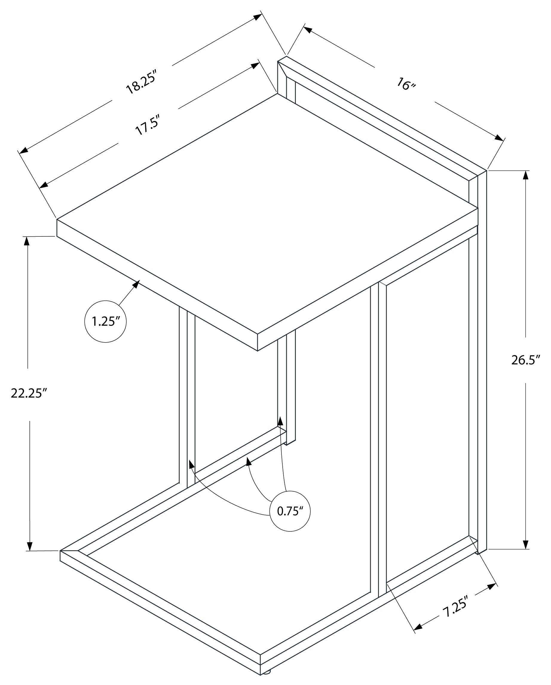 TABLE DE CHEVET - 25"H / BLANC LUSTRE / METAL CHROME – I 3636.