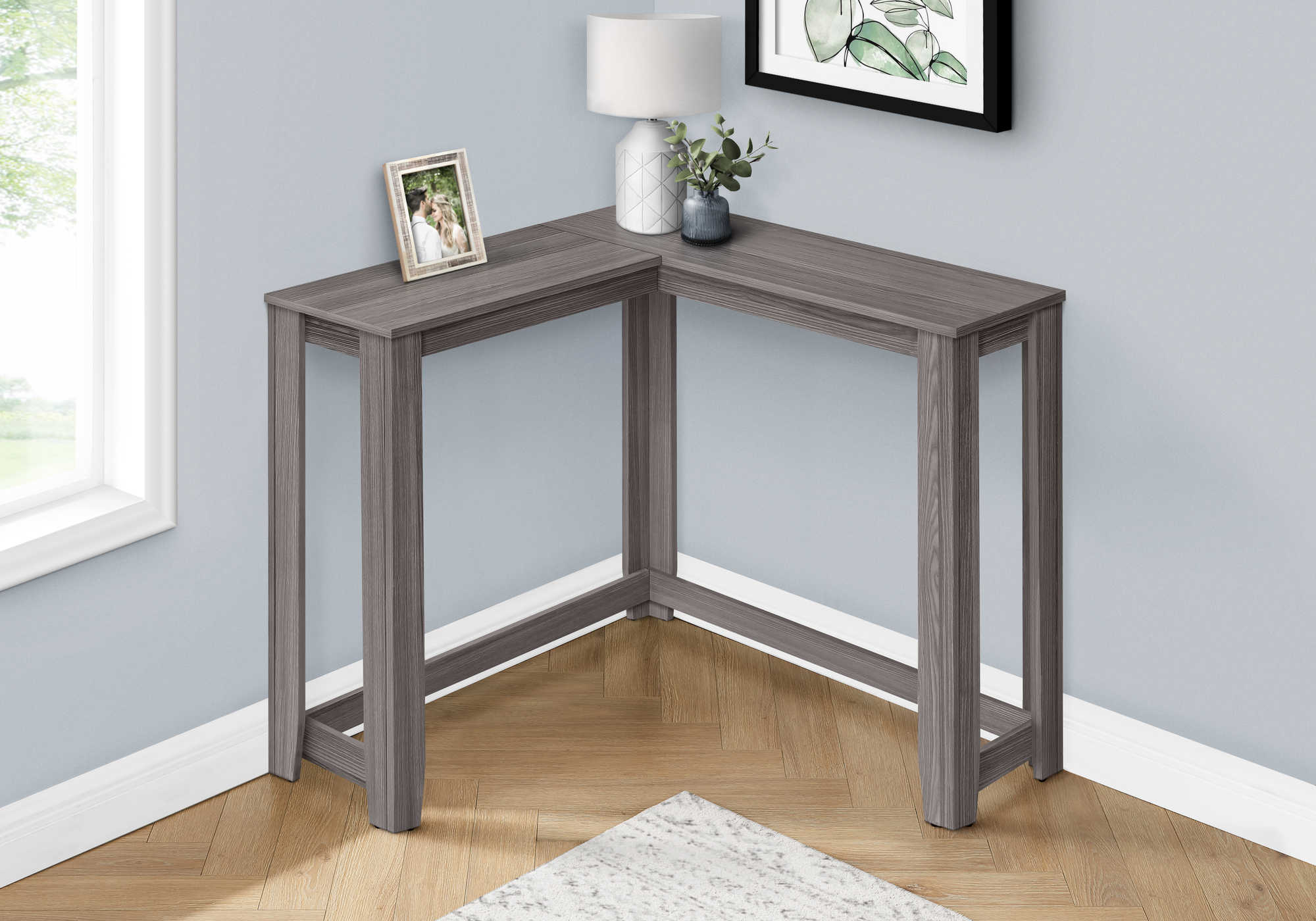 TABLE D'APPOINT - 48"L / CONSOLE DE COIN GRIS – I 3658.