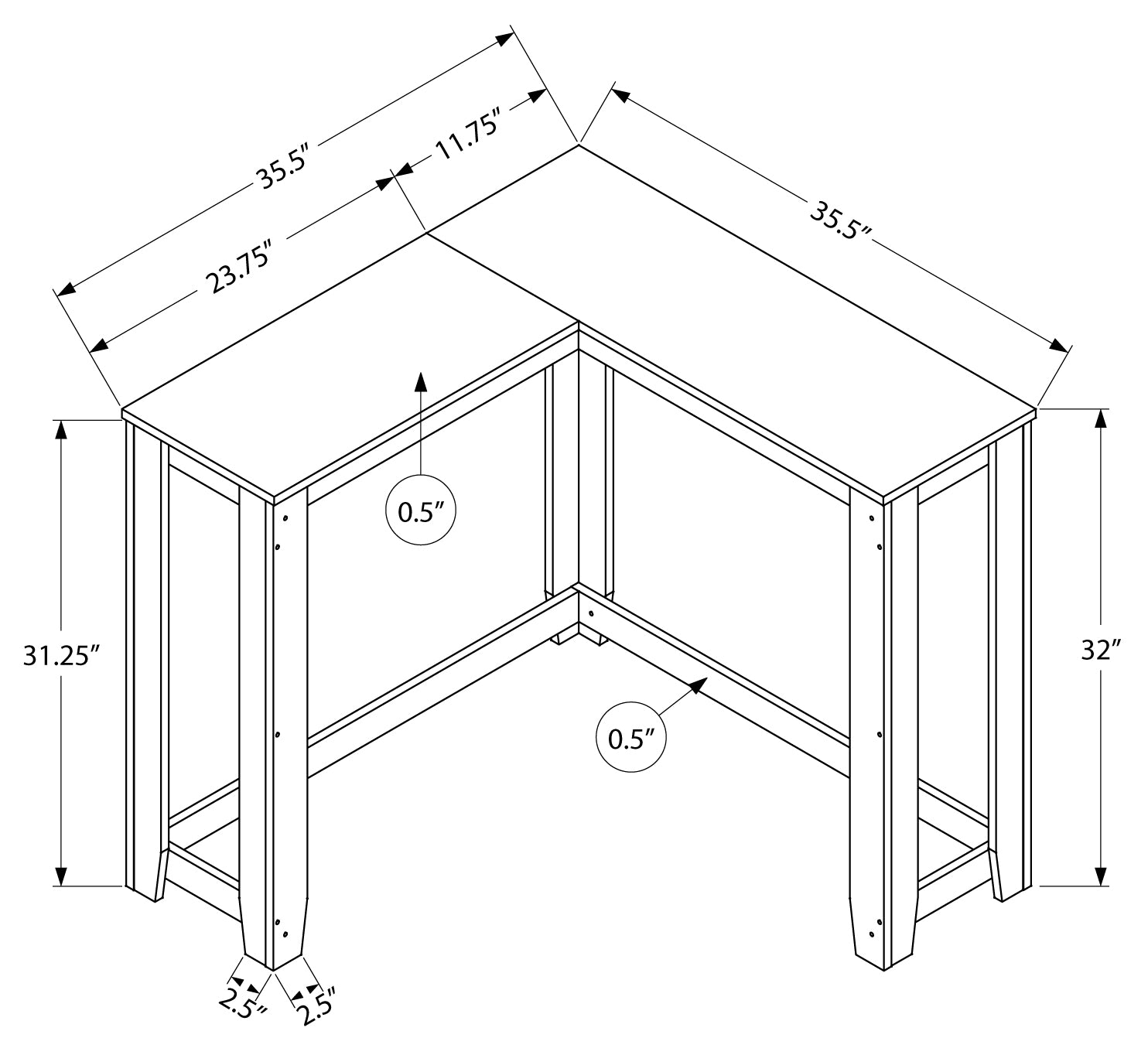 TABLE D'APPOINT - 48"L / CONSOLE DE COIN CERISE – I 3661.