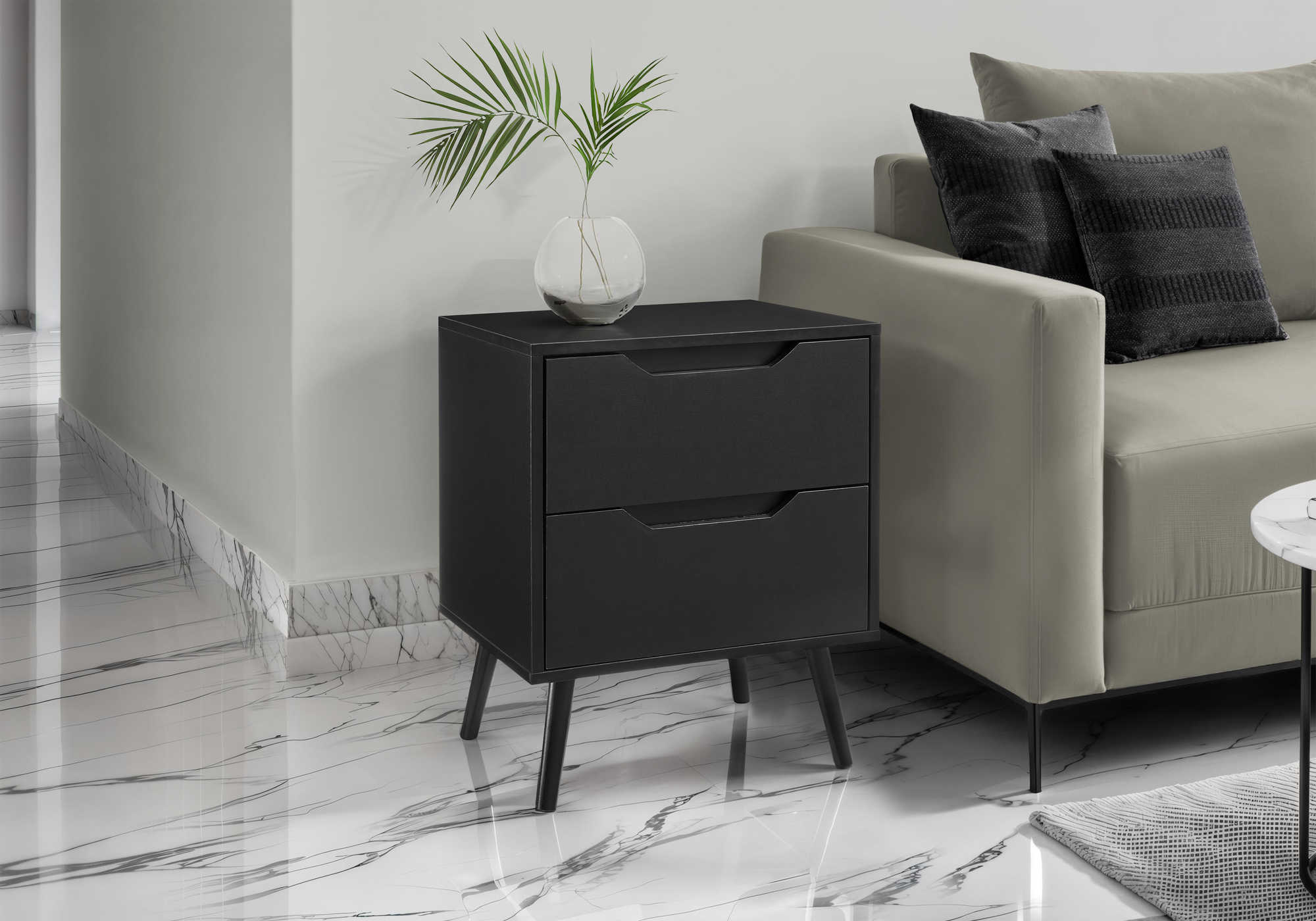 TABLE D'APPOINT - 24"H / NOIR AVEC 2 TIROIRS – I 3689