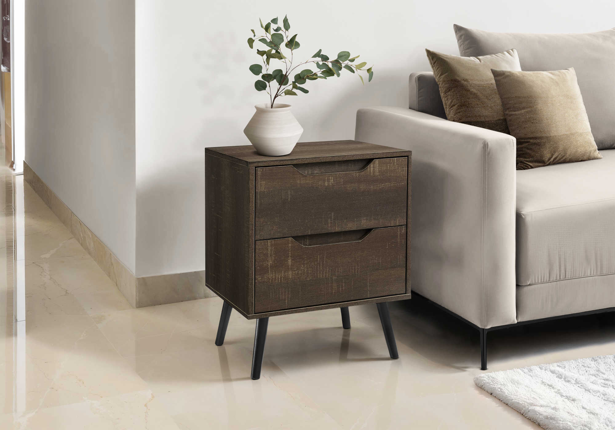 TABLE D'APPOINT - 24"H / BRUN FONCE AVEC 2 TIROIRS – I 3691