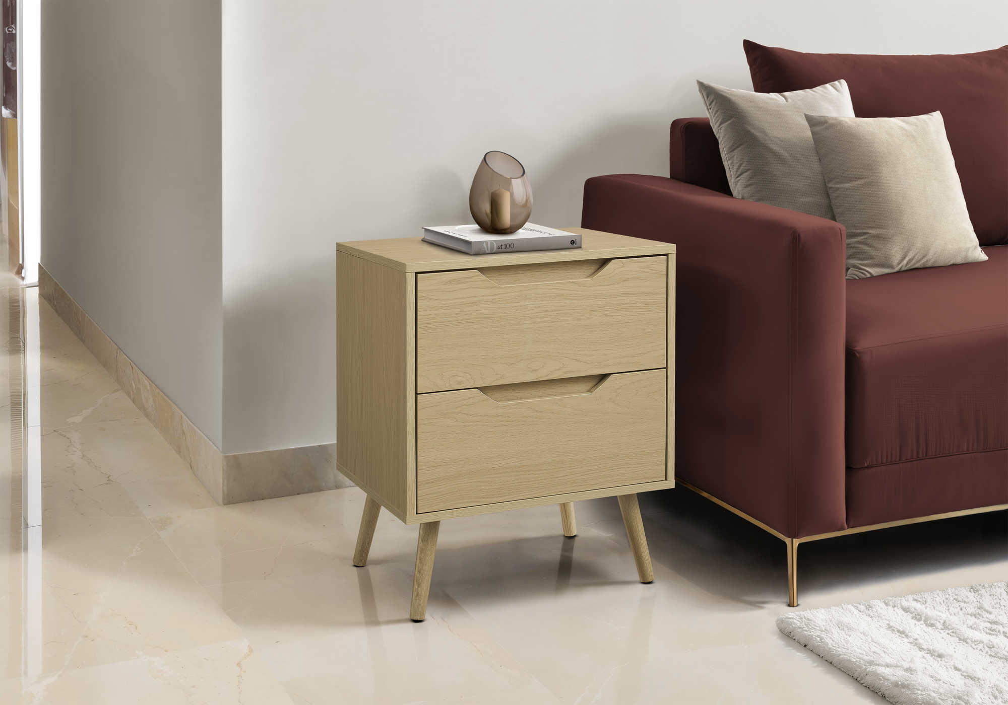 TABLE D'APPOINT - 24"H / NATUREL AVEC 2 TIROIRS – I 3692