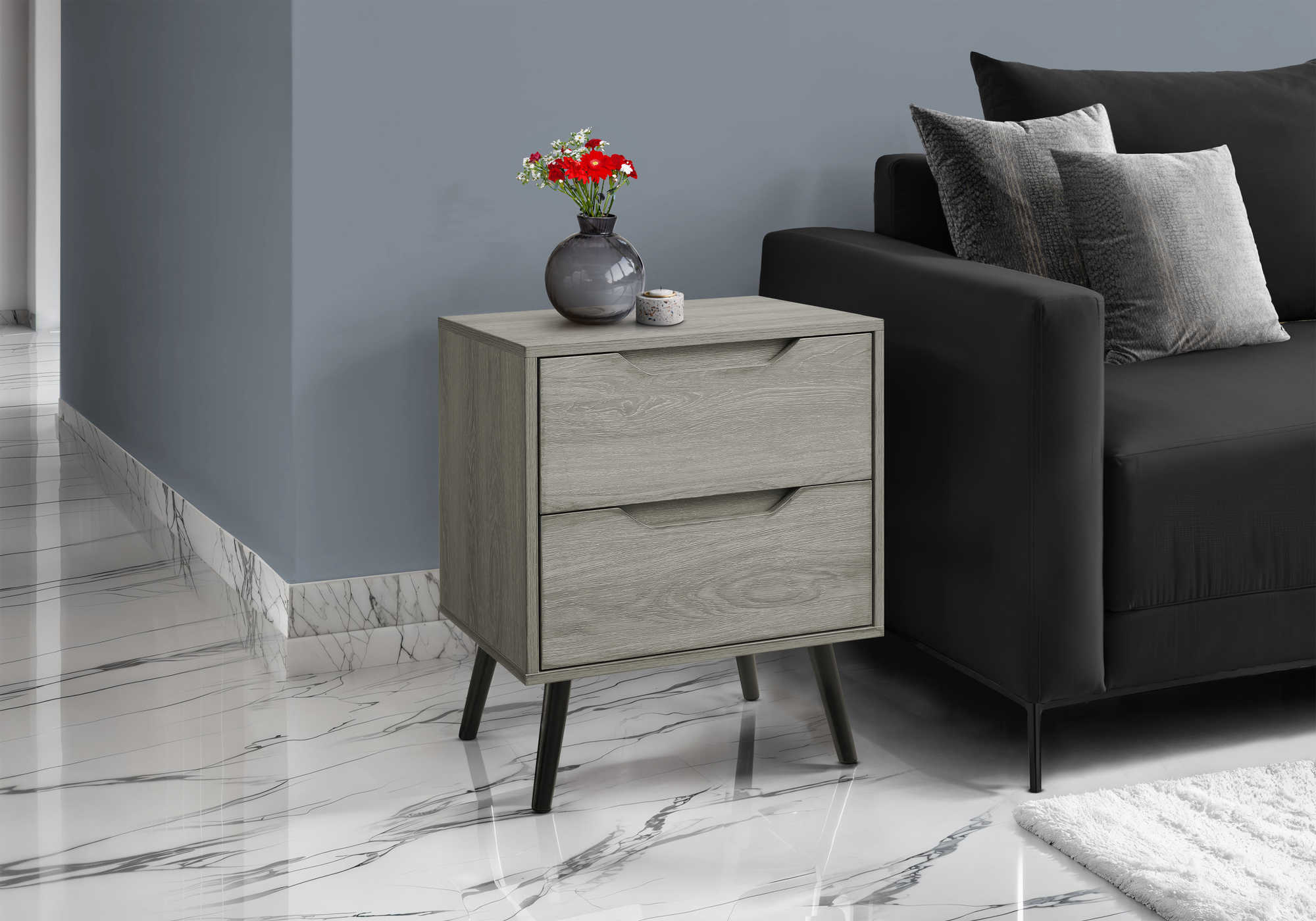 TABLE D'APPOINT - 24"H / TAUPE AVEC 2 TIROIRS – I 3693