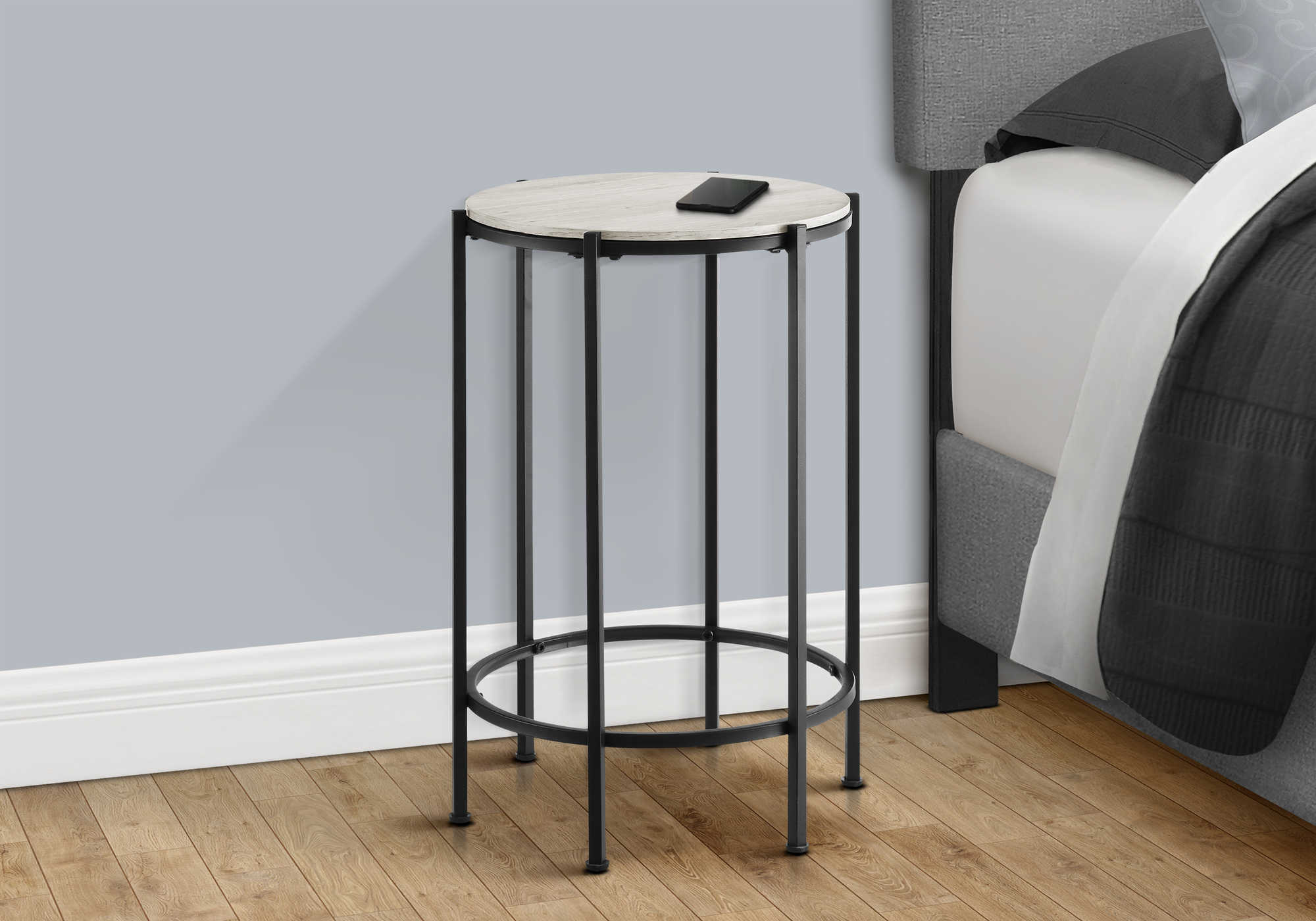 TABLE D'APPOINT - 24"H / CHENE PALE / METAL NOIR – I 3757