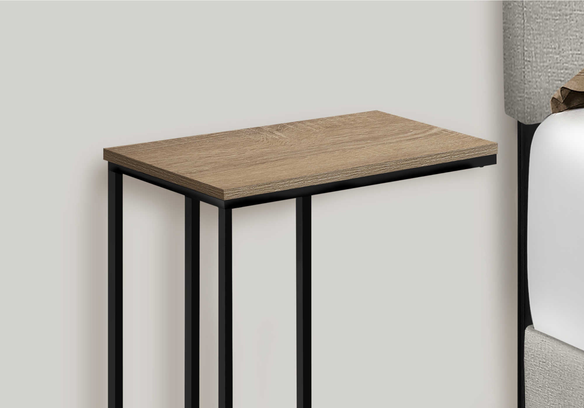 TABLE DE CHEVET - 25"H / TAUPE FONCE / METAL NOIR – I 3766.