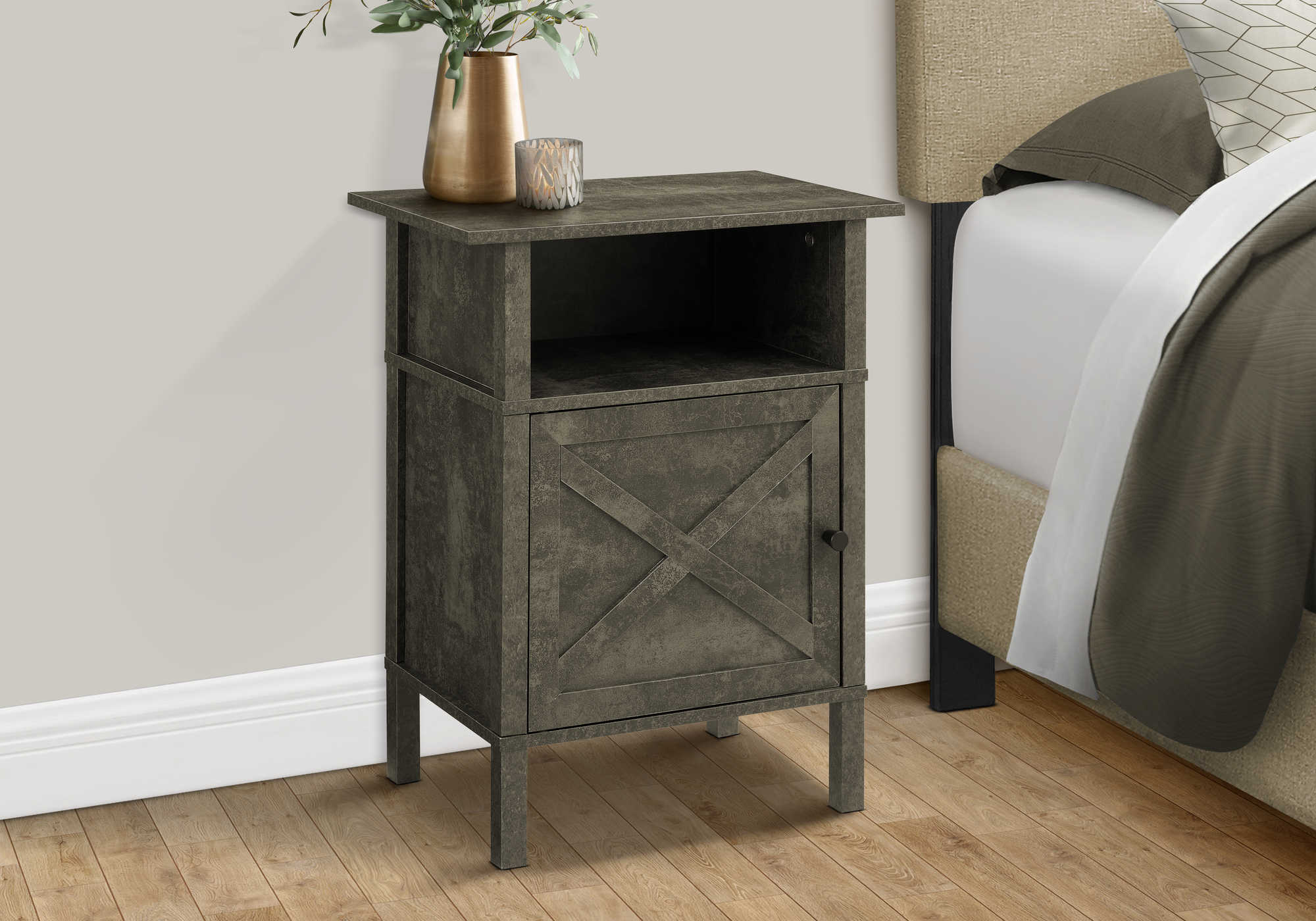 TABLE D'APPOINT - 24"H / BRONZE FONCE / METAL NOIR – I 3810