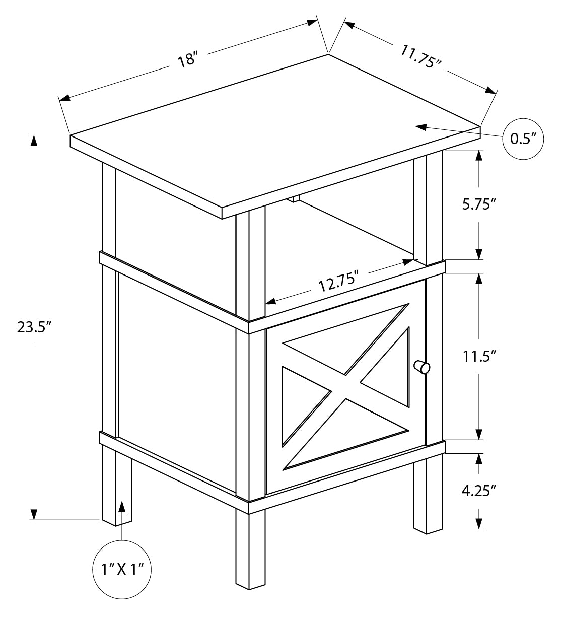 TABLE D'APPOINT - 24"H / PIERRE CREME / METAL NOIR – I 3813