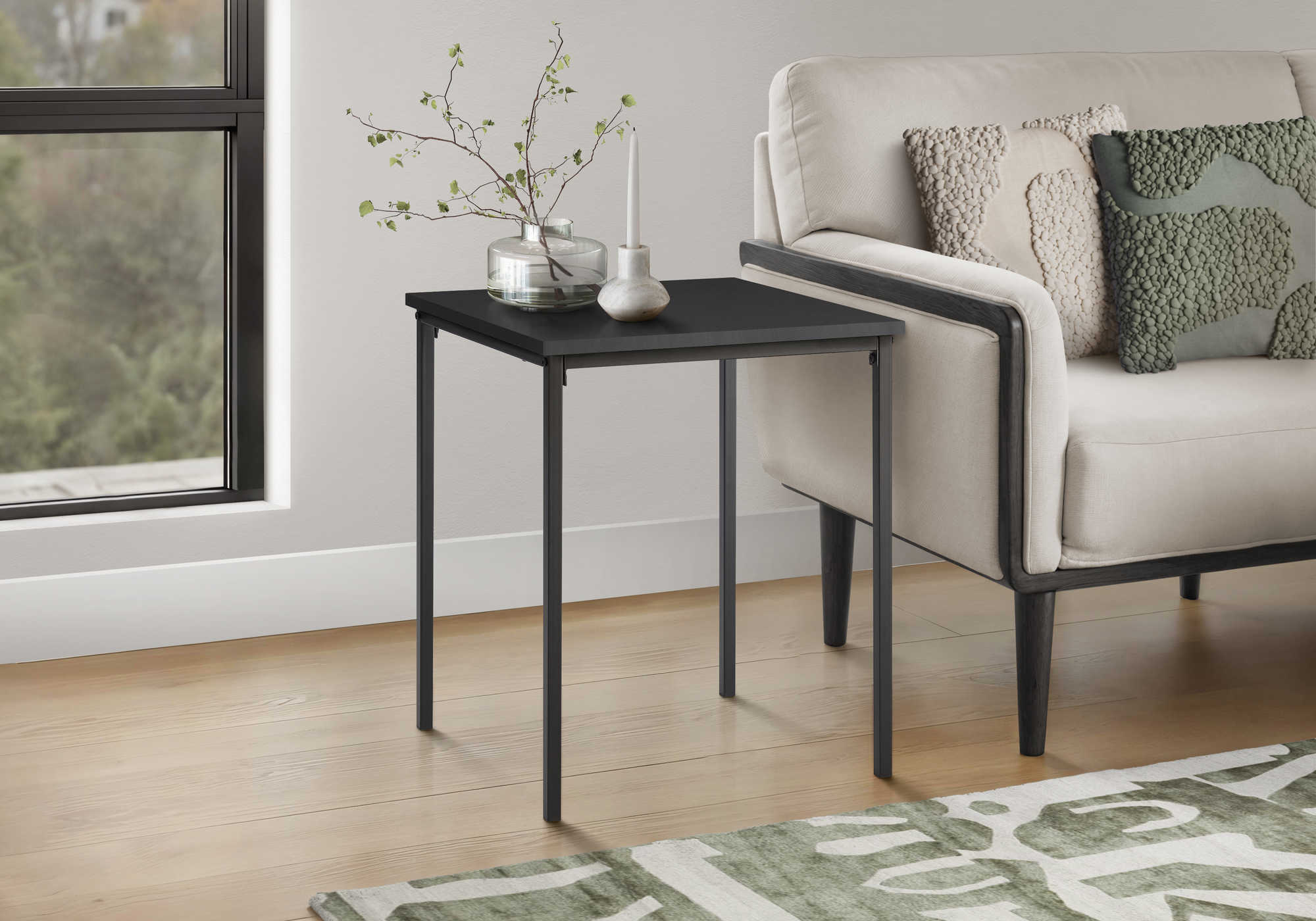 TABLE D'APPOINT - 22"H / NOIR / METAL NOIR – I 3827