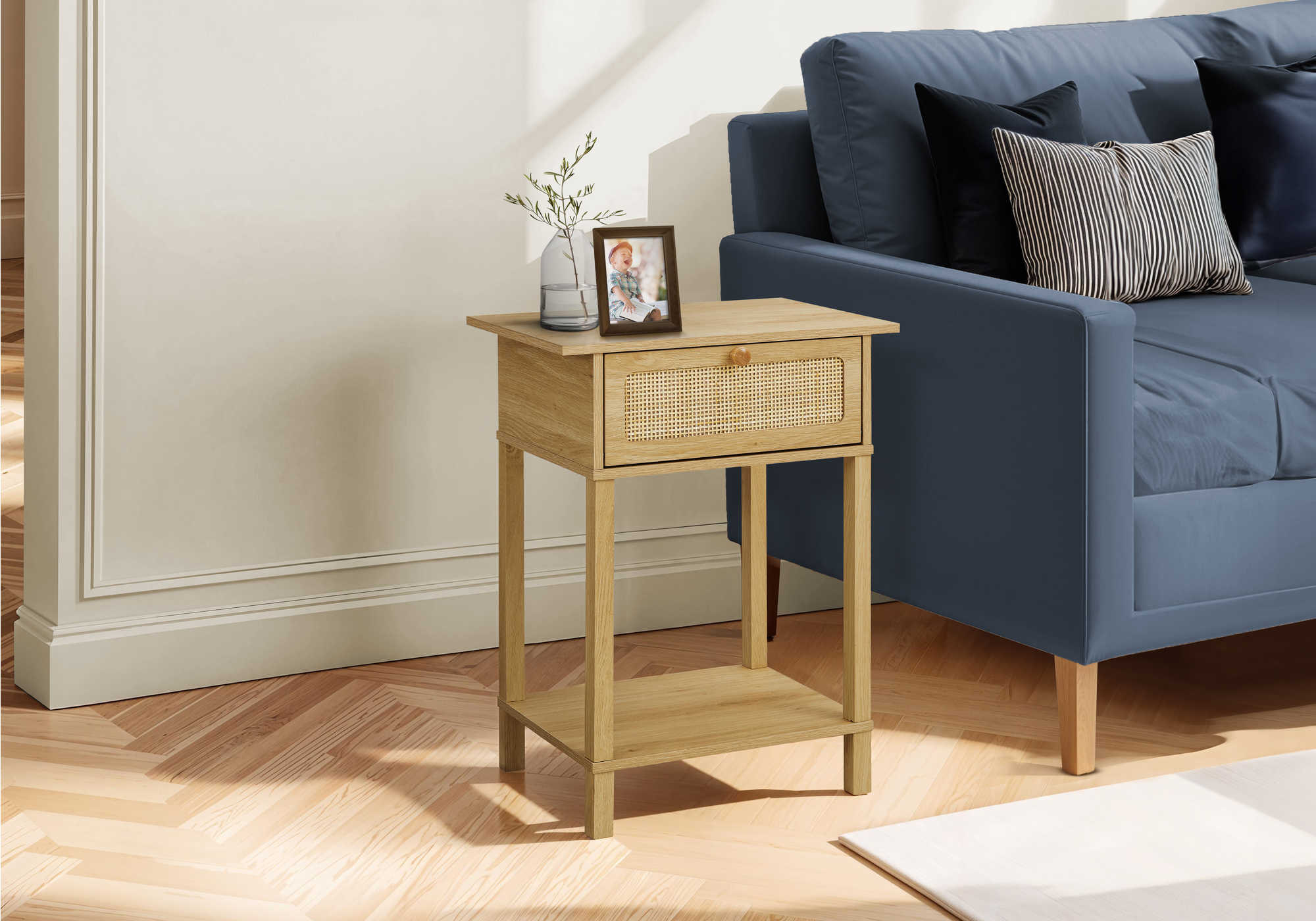 TABLE D'APPOINT - 24"H / NATUREL / TIROIR NATUREL – I 3842
