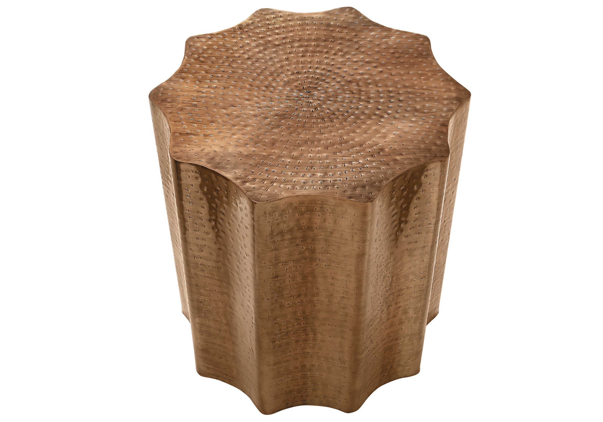 TABLE DE CHEVET - 22"H / TABLE DE BOUT DRUM METAL CUIVRE – I 3901.