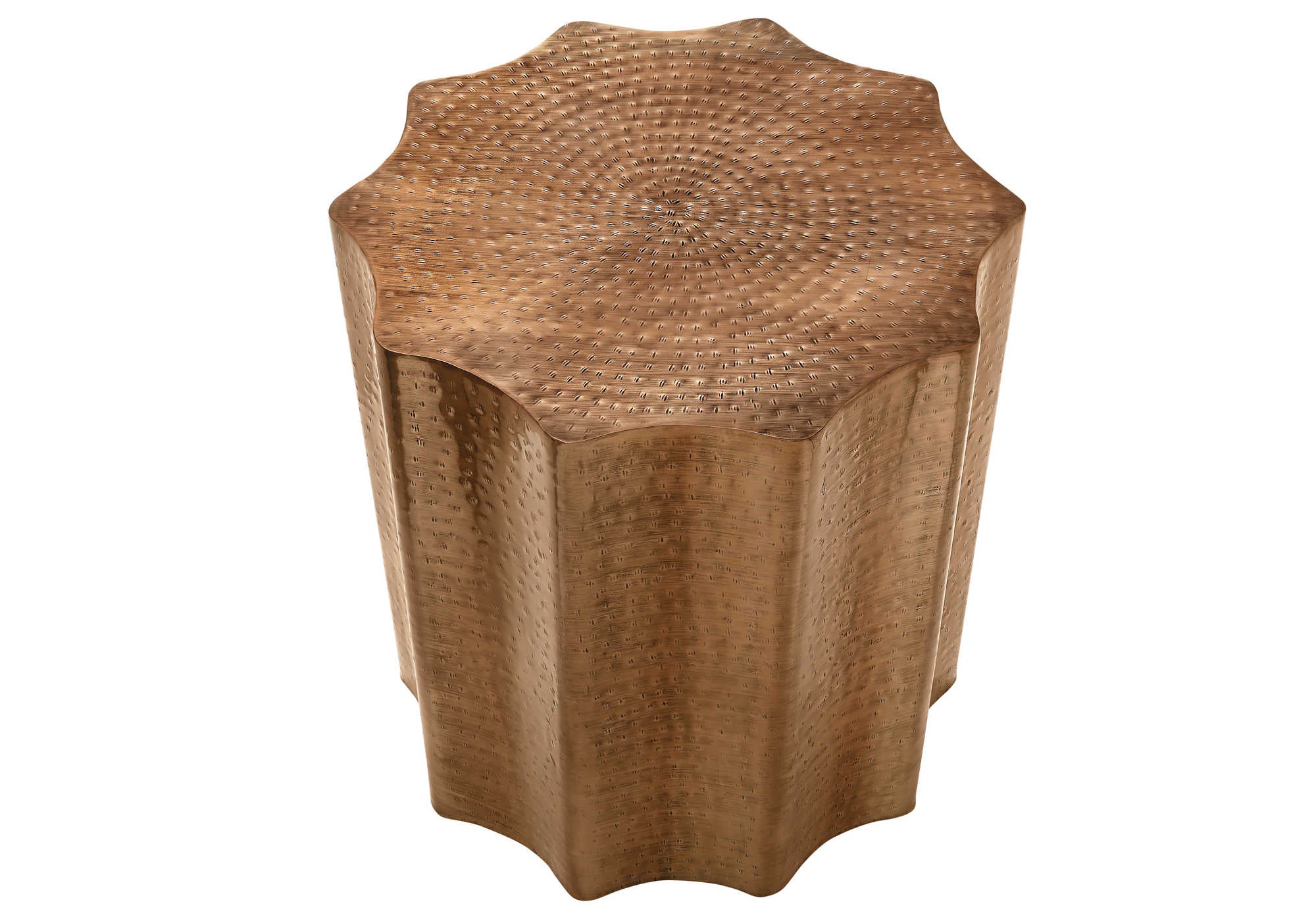 TABLE DE CHEVET - 22"H / TABLE DE BOUT DRUM METAL CUIVRE – I 3901.