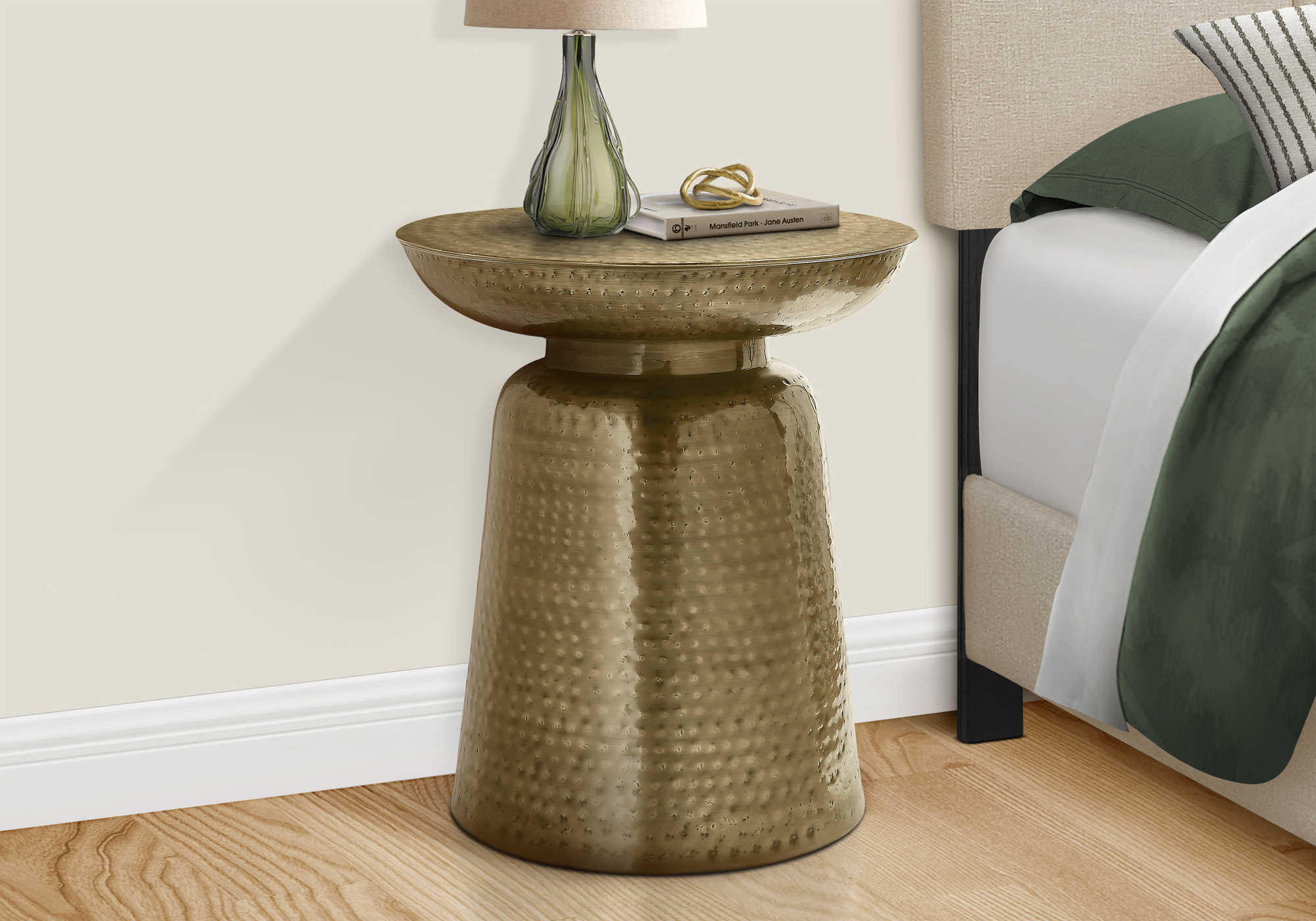 Image of nightstand - 22"h / gold iron metal drum end  i 3914.