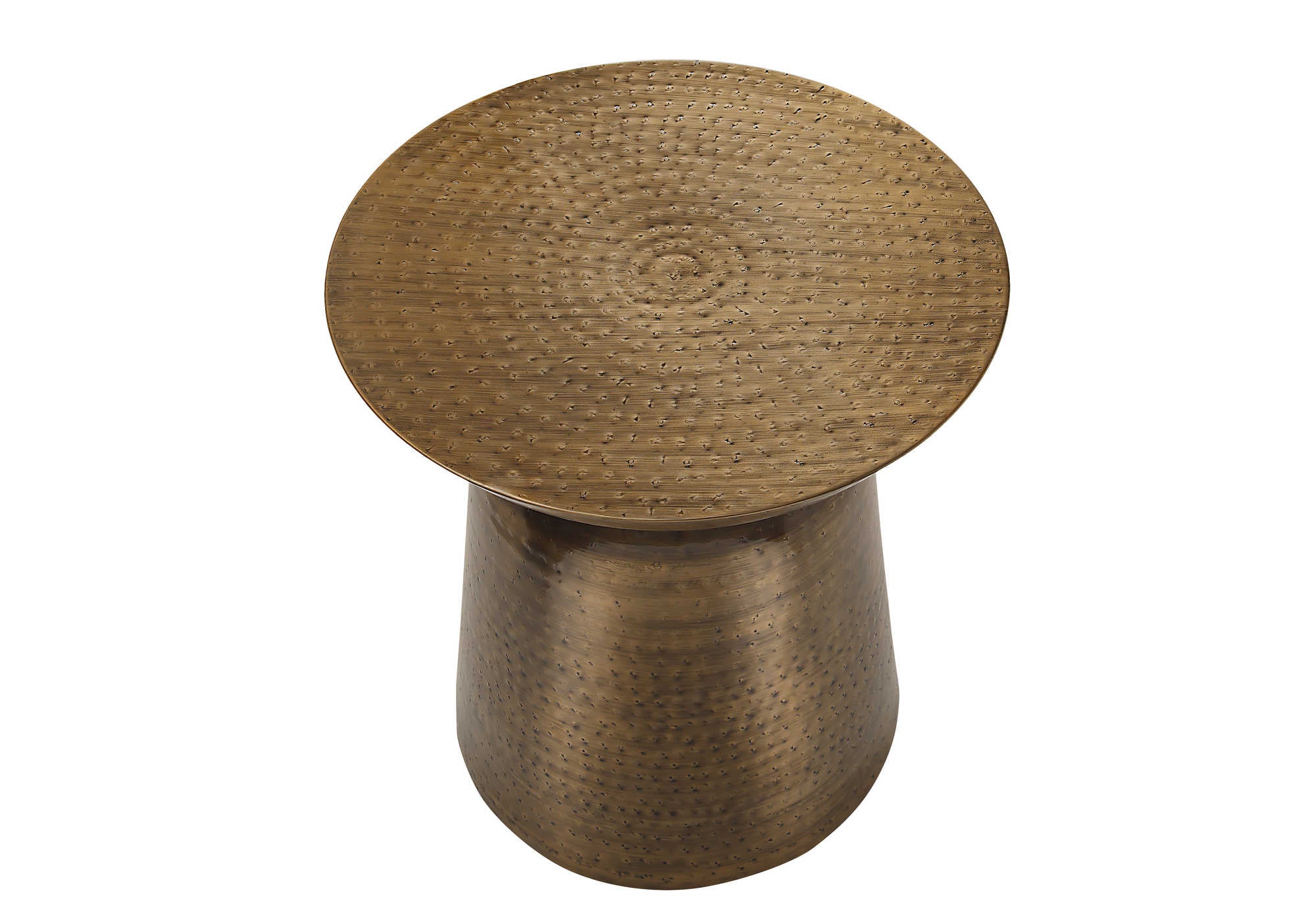 TABLE DE CHEVET - 22"H / TABLE DE BOUT DRUM METAL CUIVRE – I 3915.