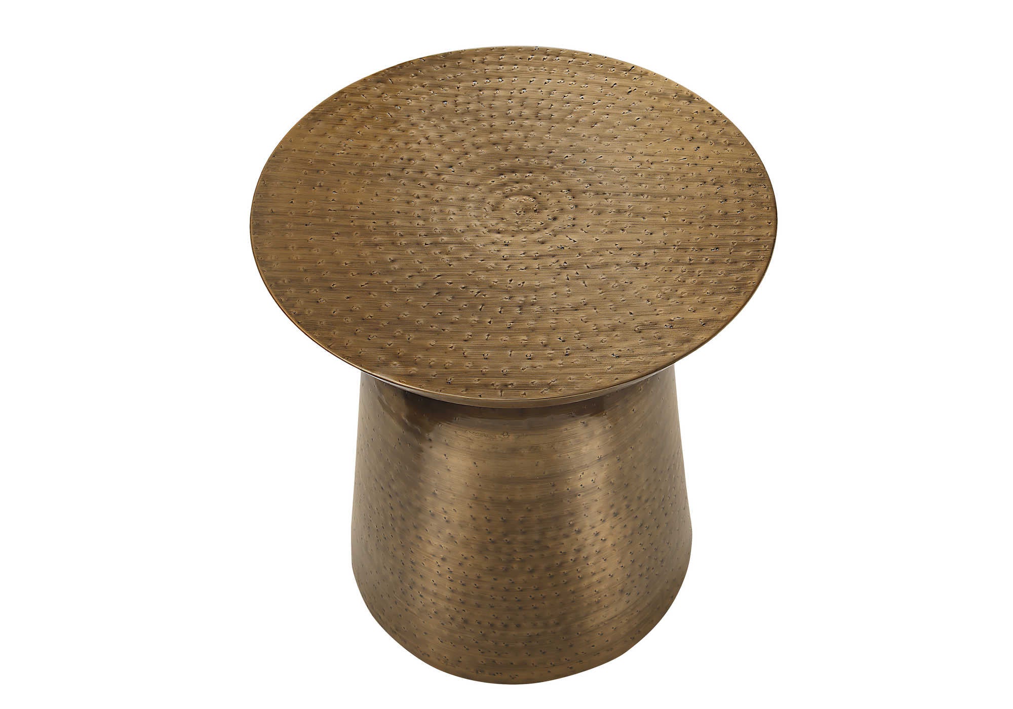 TABLE DE CHEVET - 22"H / TABLE DE BOUT DRUM METAL CUIVRE – I 3915.