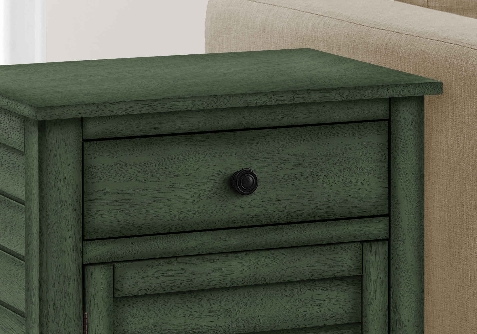 TABLE D'APPOINT - 25"H / TABLE DE BOUT BOIS PLAQUE VERT – I 3948