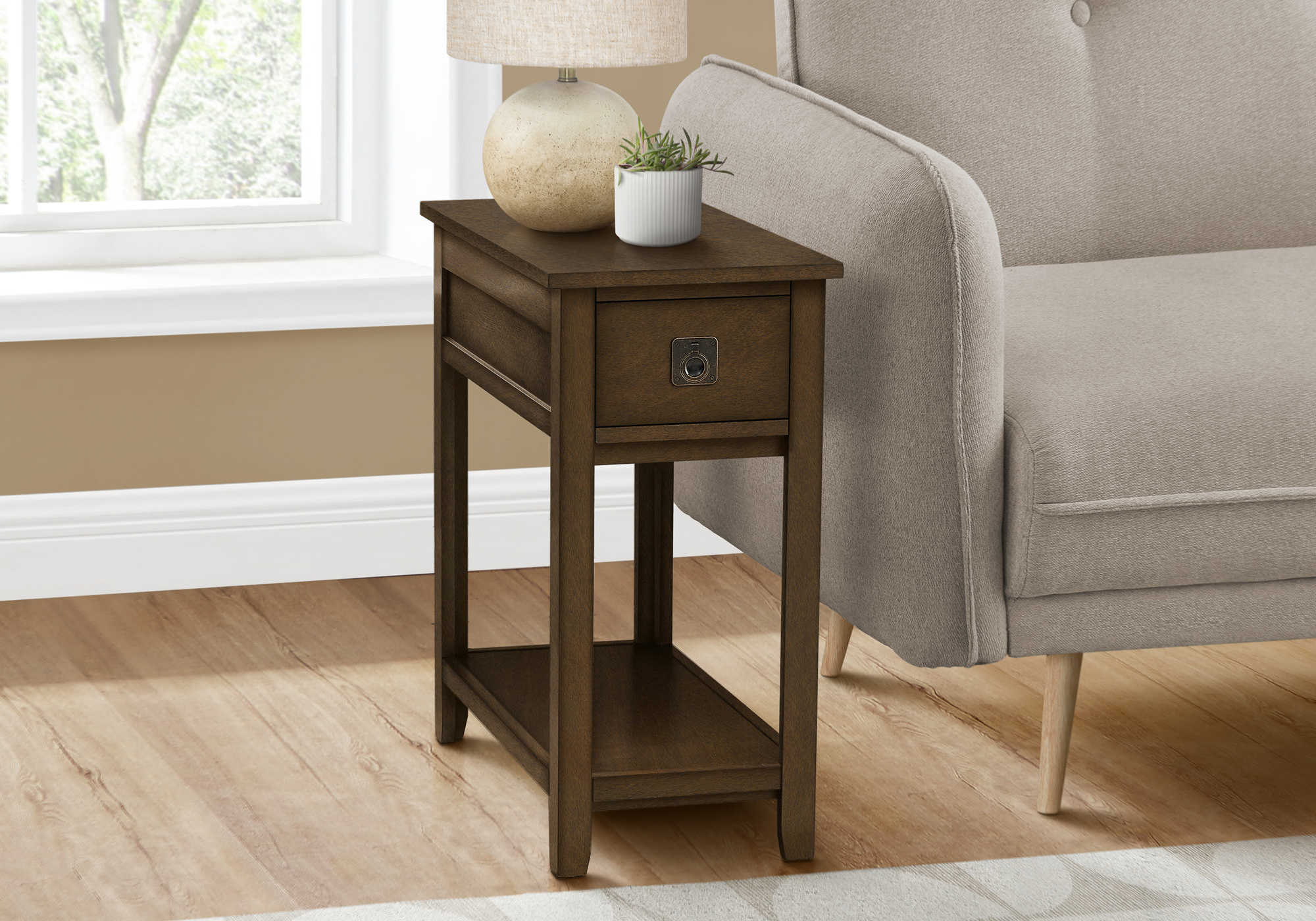TABLE DE CHEVET - 24"H / BOIS PLAQUE ESPRESSO – I 3953.