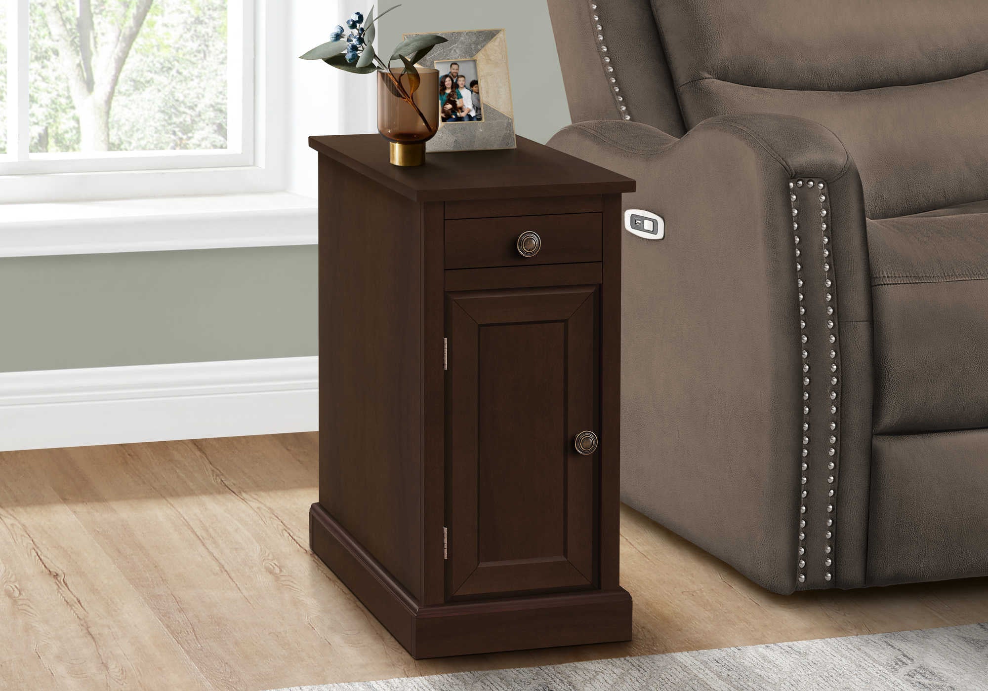 TABLE D'APPOINT - 24"H / BOIS PLAQUE ESPRESSO – I 3964