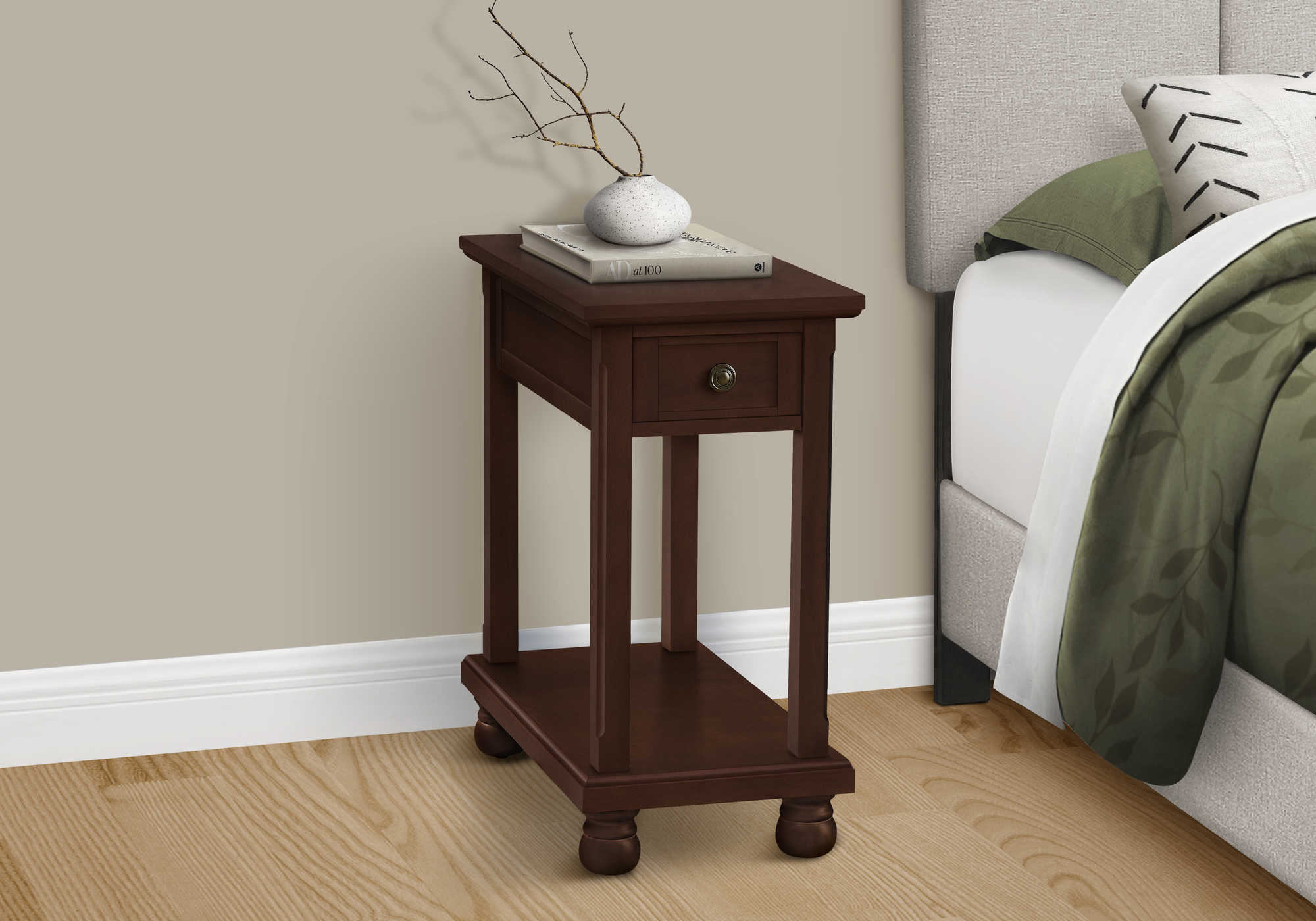 TABLE DE CHEVET - 24"H / BOIS PLAQUE ESPRESSO – I 3967.