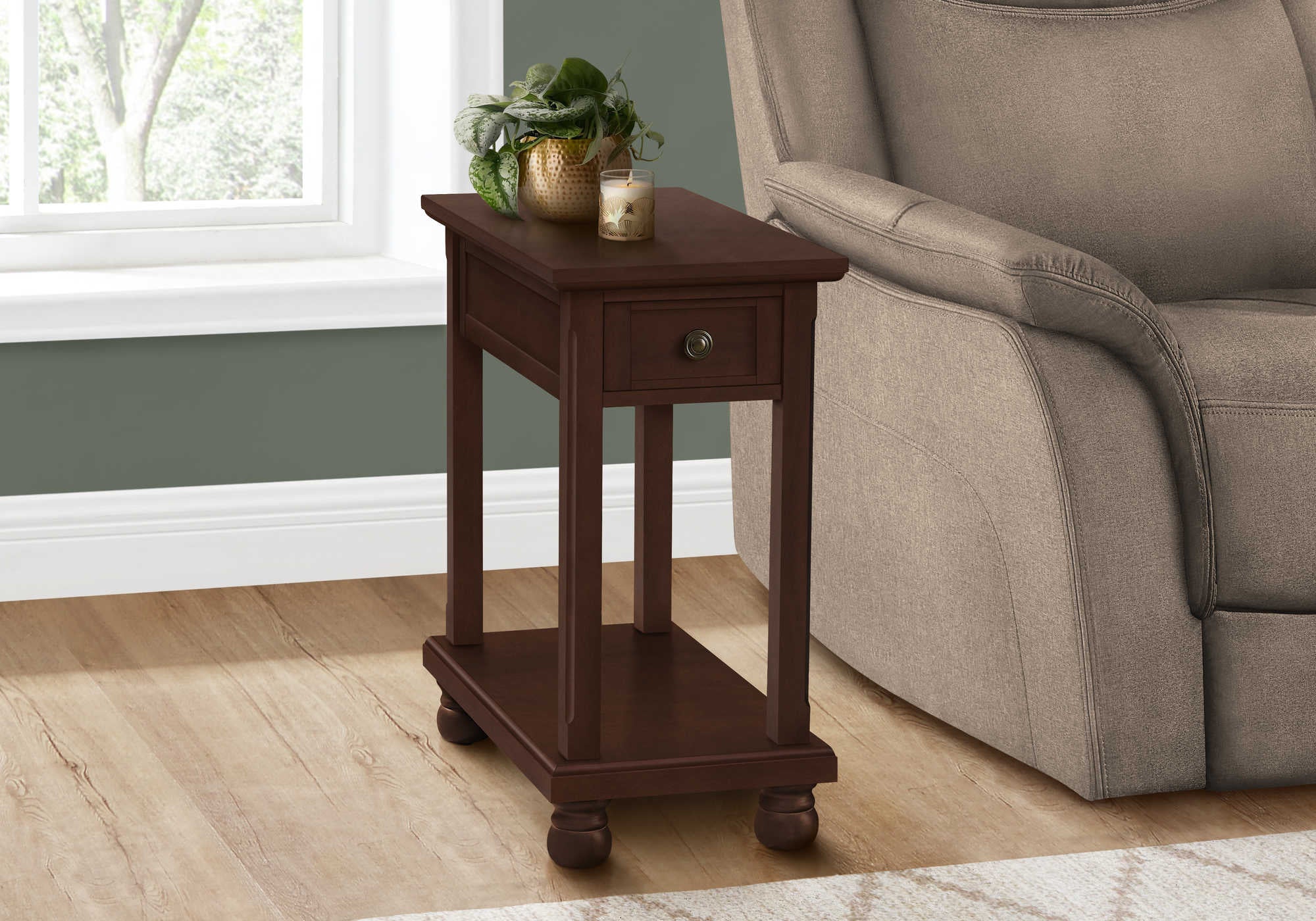 TABLE DE CHEVET - 24"H / BOIS PLAQUE ESPRESSO – I 3967.