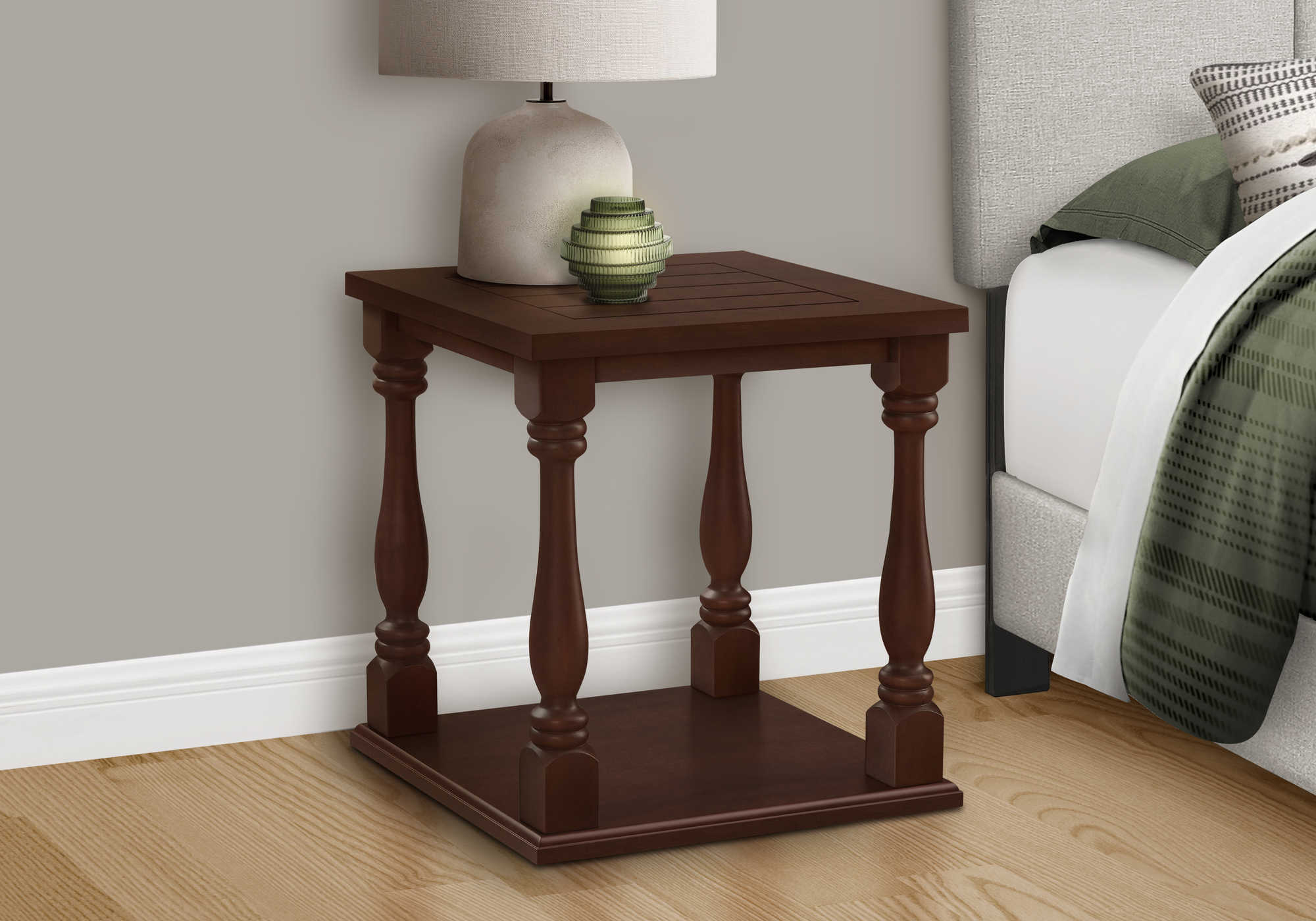 TABLE DE CHEVET - 25"H / BOIS PLAQUE ESPRESSO – I 3970.