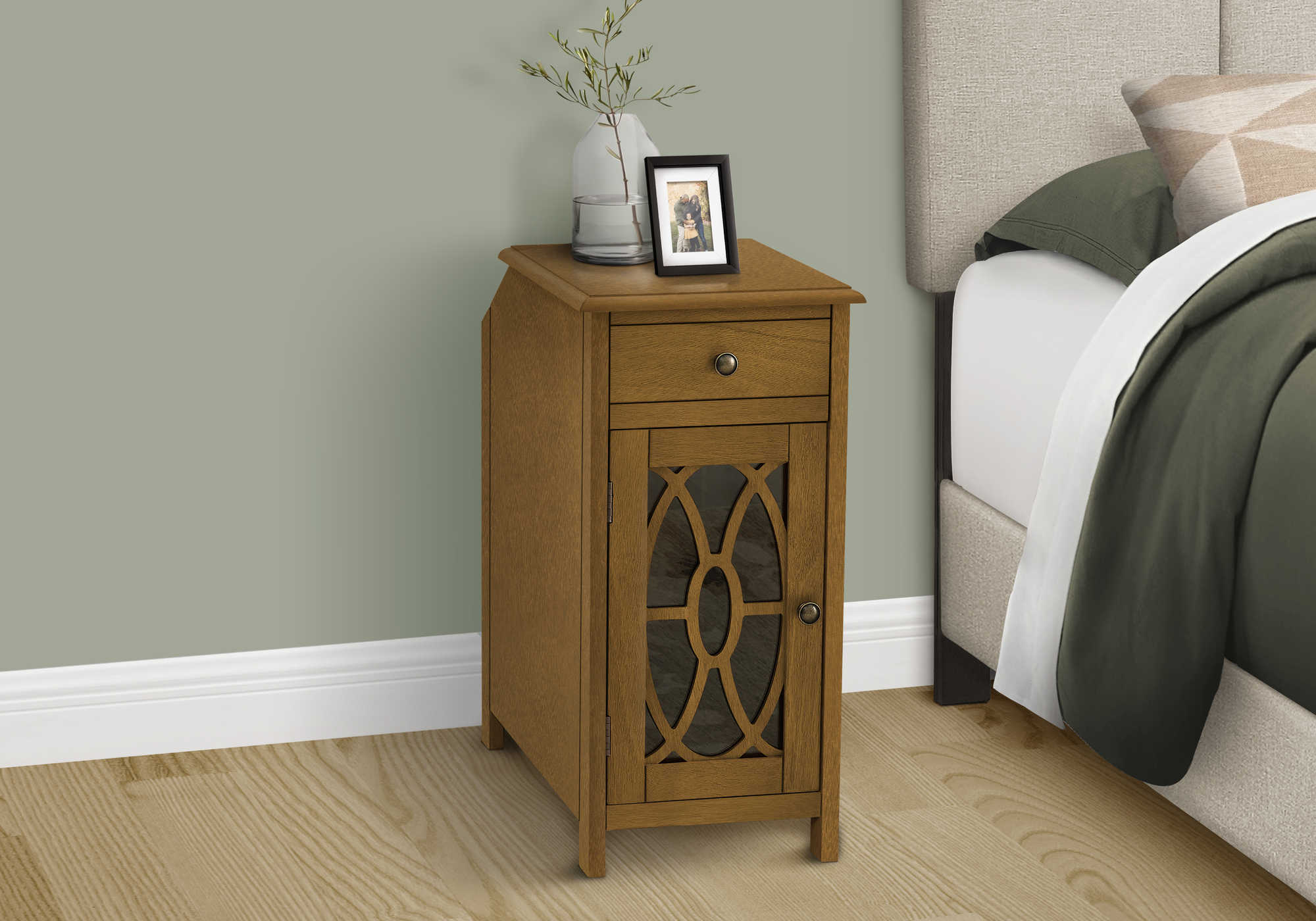 TABLE DE CHEVET - 24"H / BOIS PLAQUE TAUPE FONCE – I 3972.