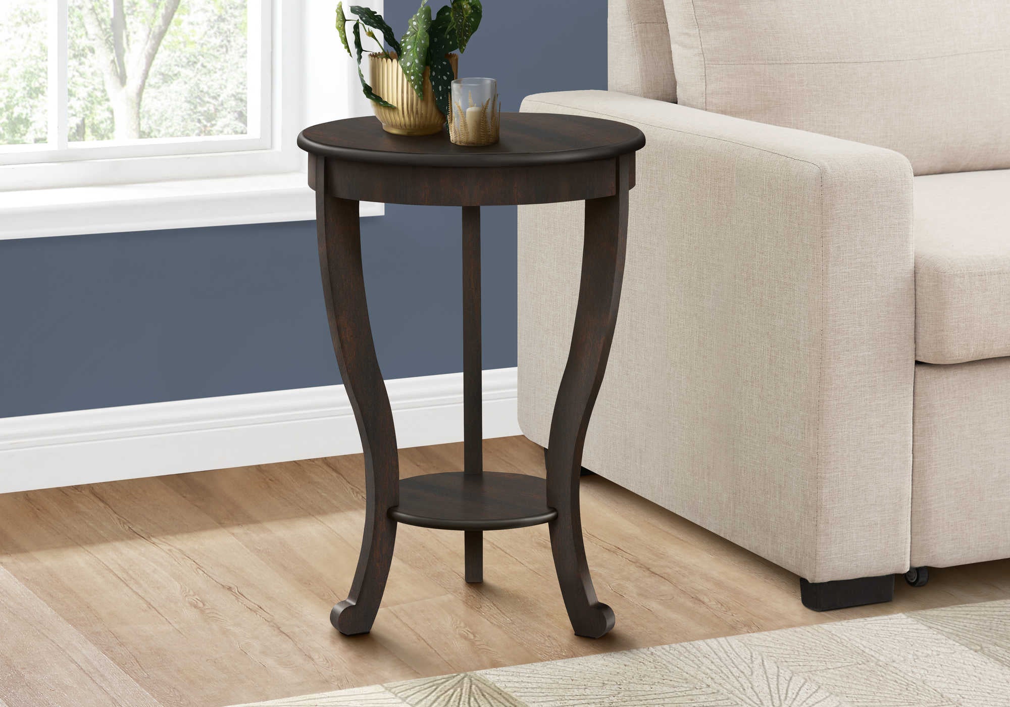 TABLE DE CHEVET - 24"H / BOIS PLAQUE ACAJOU FONCE – I 3974.