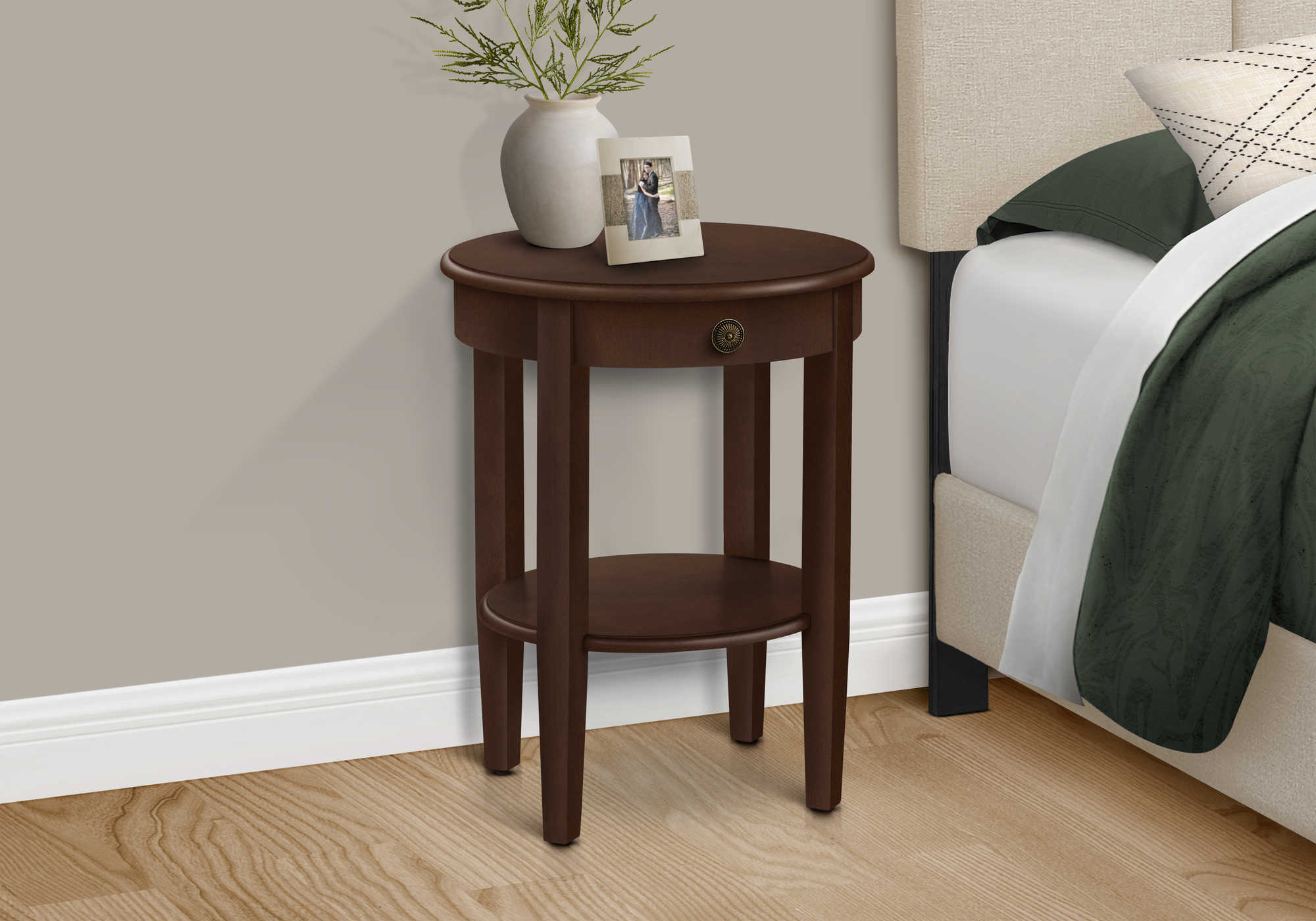 TABLE DE CHEVET - 23"H / BOIS PLAQUE ESPRESSO – I 3975.