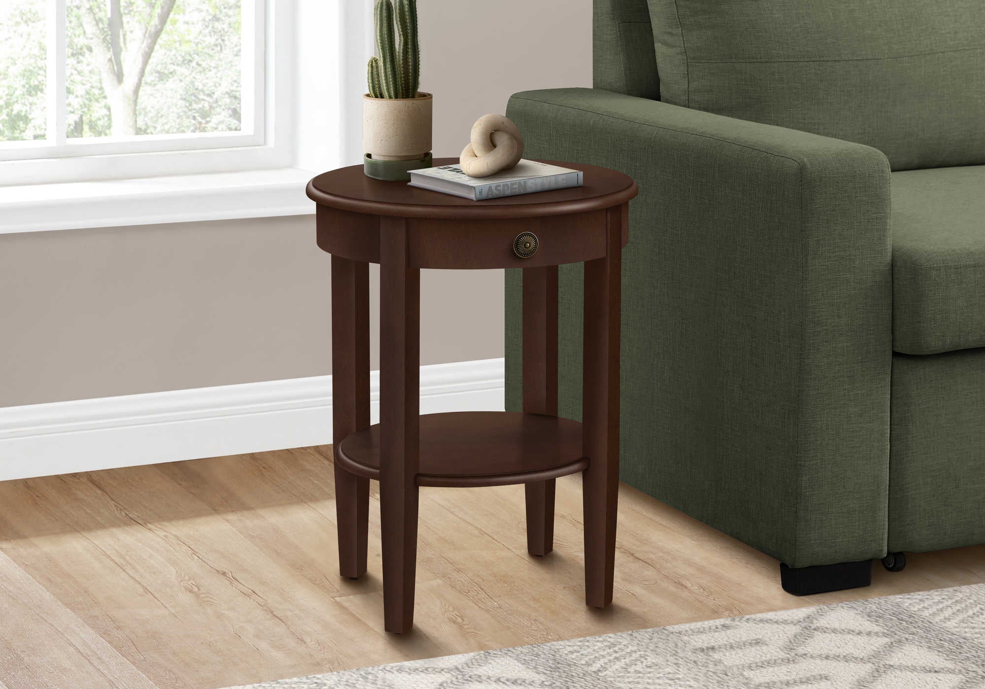 TABLE DE CHEVET - 23"H / BOIS PLAQUE ESPRESSO – I 3975.