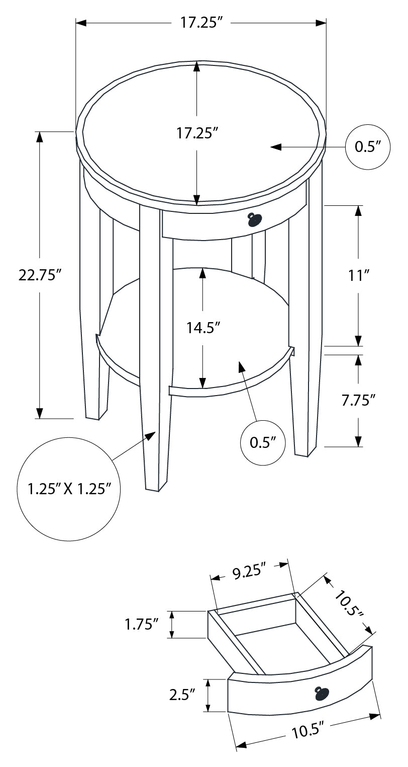 TABLE DE CHEVET - 23"H / BOIS PLAQUE ESPRESSO – I 3975.