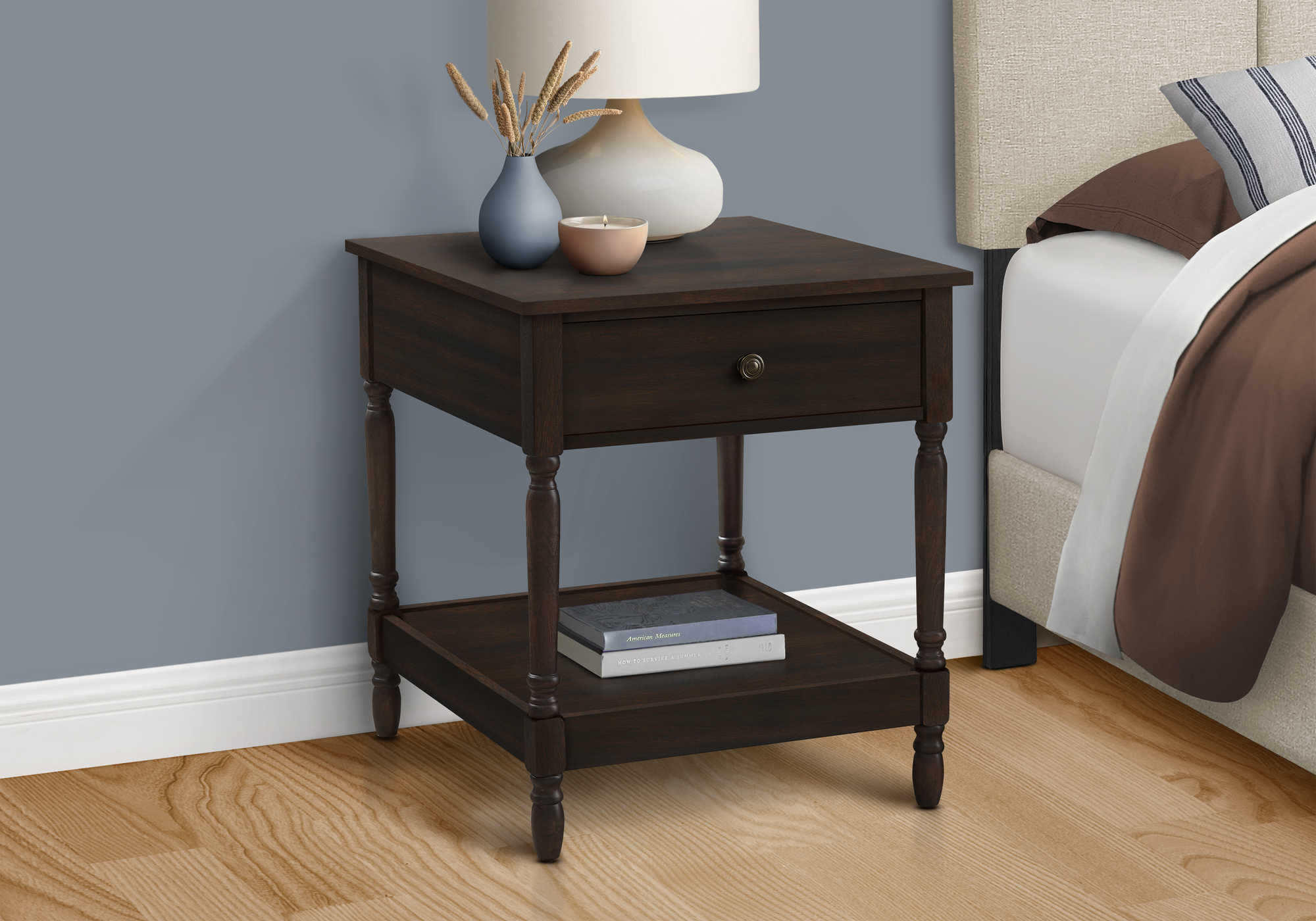 Image of nightstand - 25"h / dark walnut veneer end table  i 3976.