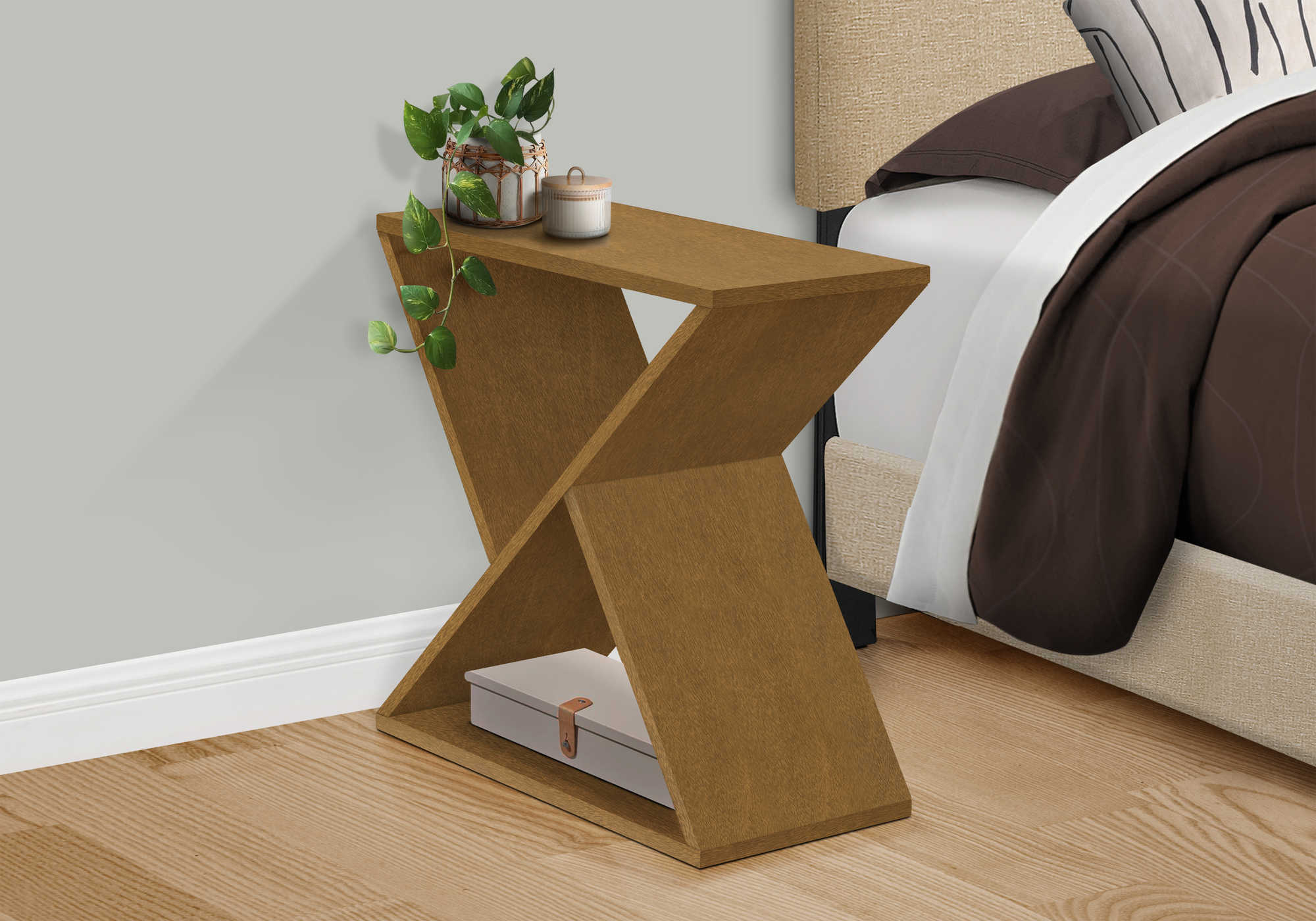 TABLE DE CHEVET - 24"H / BOIS PLAQUE TAUPE FONCE – I 3981.