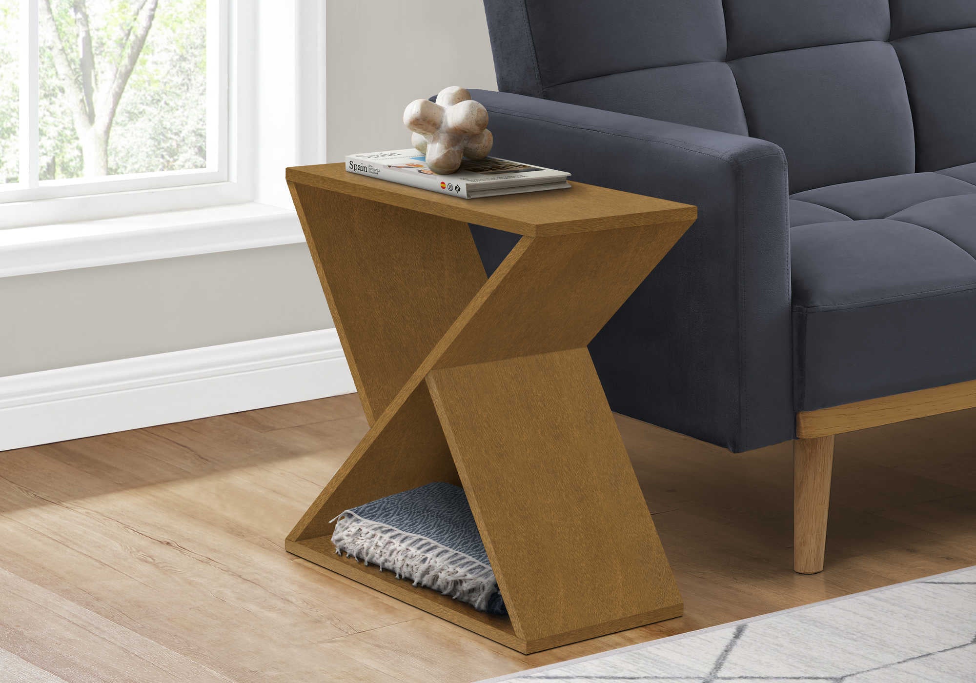TABLE DE CHEVET - 24"H / BOIS PLAQUE TAUPE FONCE – I 3981.