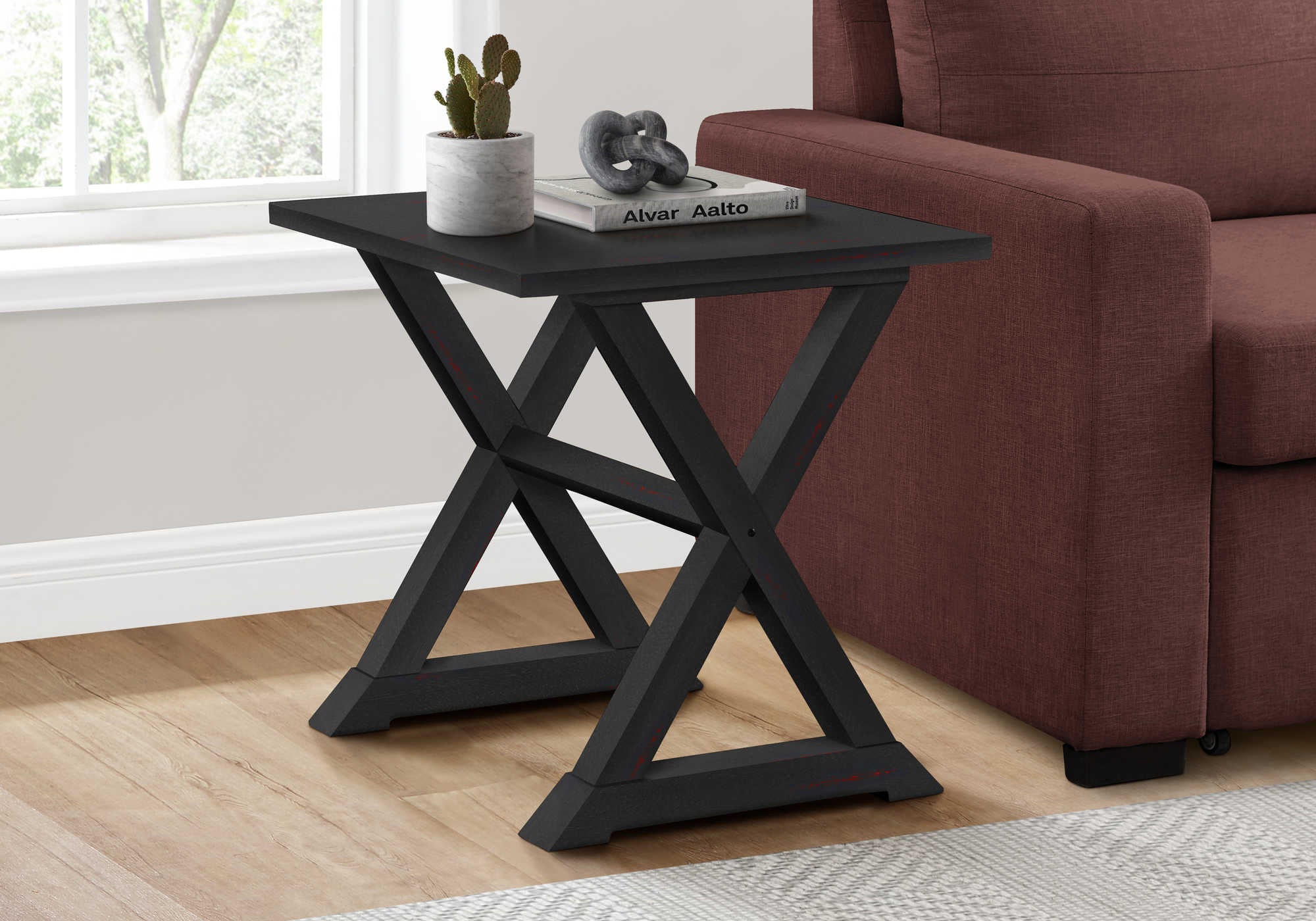 TABLE D'APPOINT - 24"H / BOIS PLAQUE NOIR – I 3987