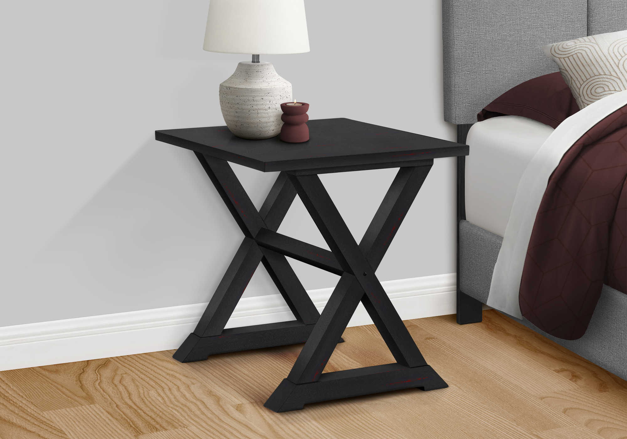 TABLE D'APPOINT - 24"H / BOIS PLAQUE NOIR – I 3987