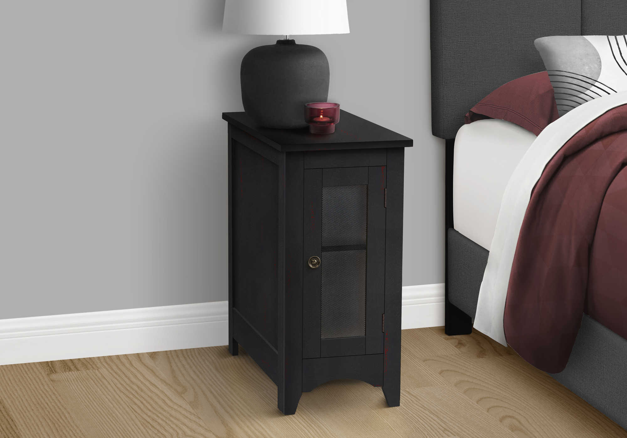 TABLE DE CHEVET - 24"H / TABLE DE BOUT BOIS PLAQUE NOIR – I 3995.