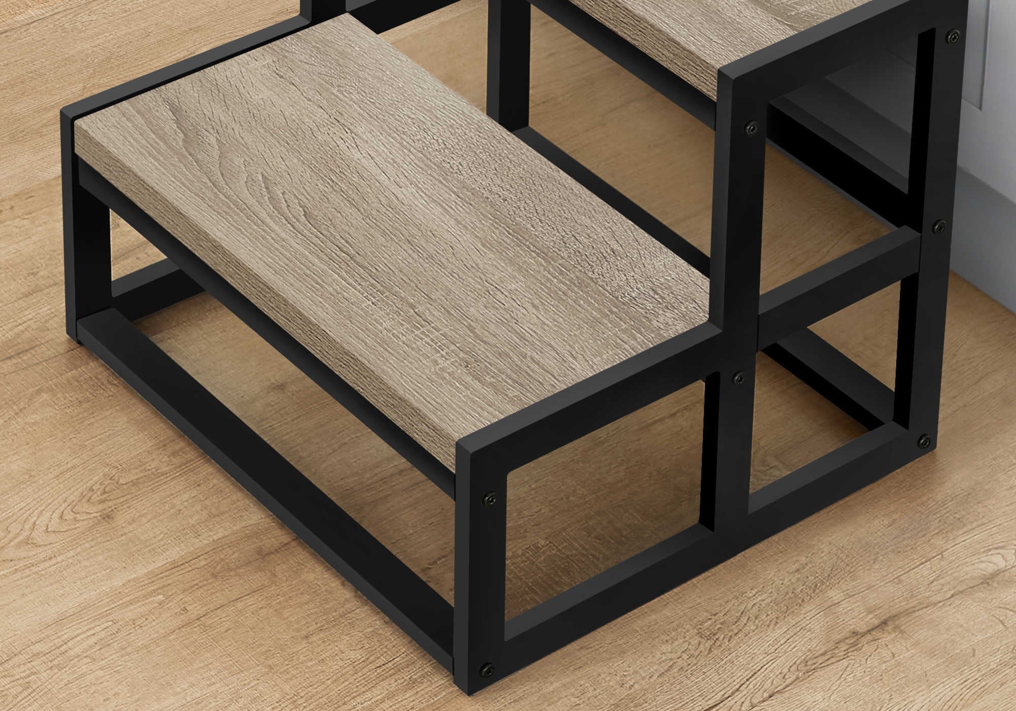 ESCABEAU - 2 MARCHES / TAUPE FONCE / METAL NOIR – I 4000