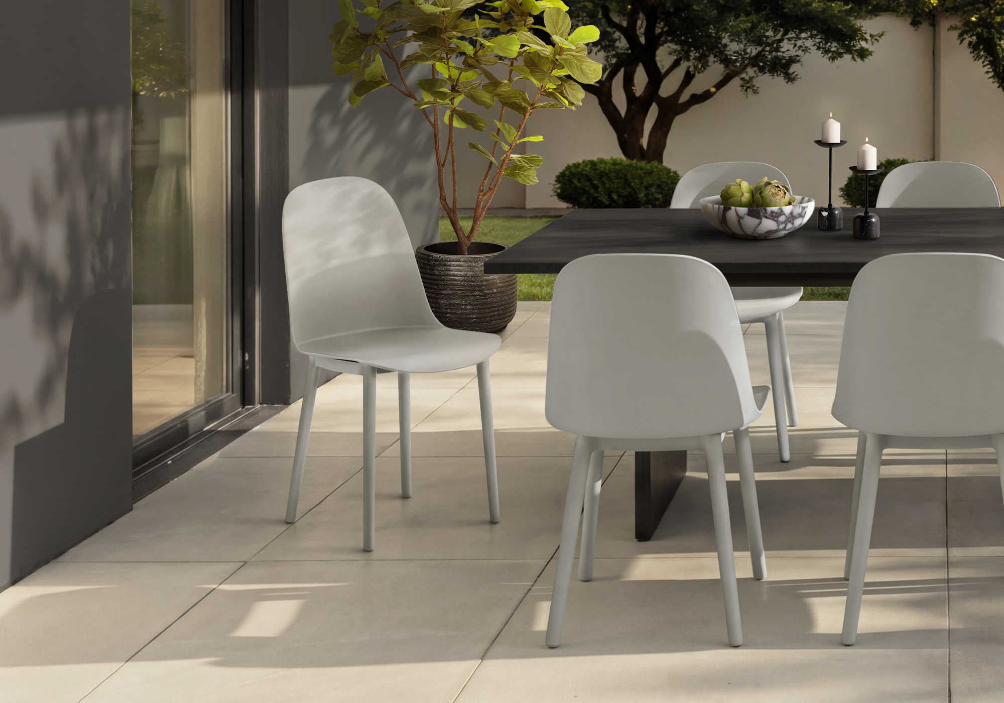 CHAISE D’EXTERIEUR - CHAISE SALLE MANGER GRISE / 4PCS – I 4011