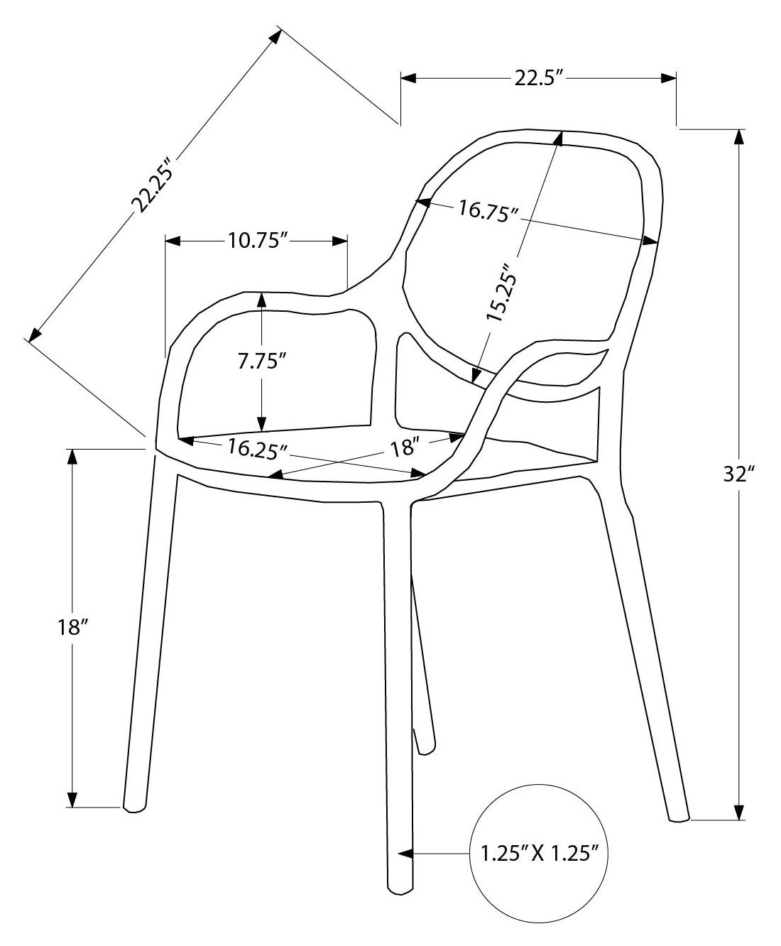 CHAISE D’EXTERIEUR - FAUTEUIL EMPILABLE VERT / 4PCS – I 4023