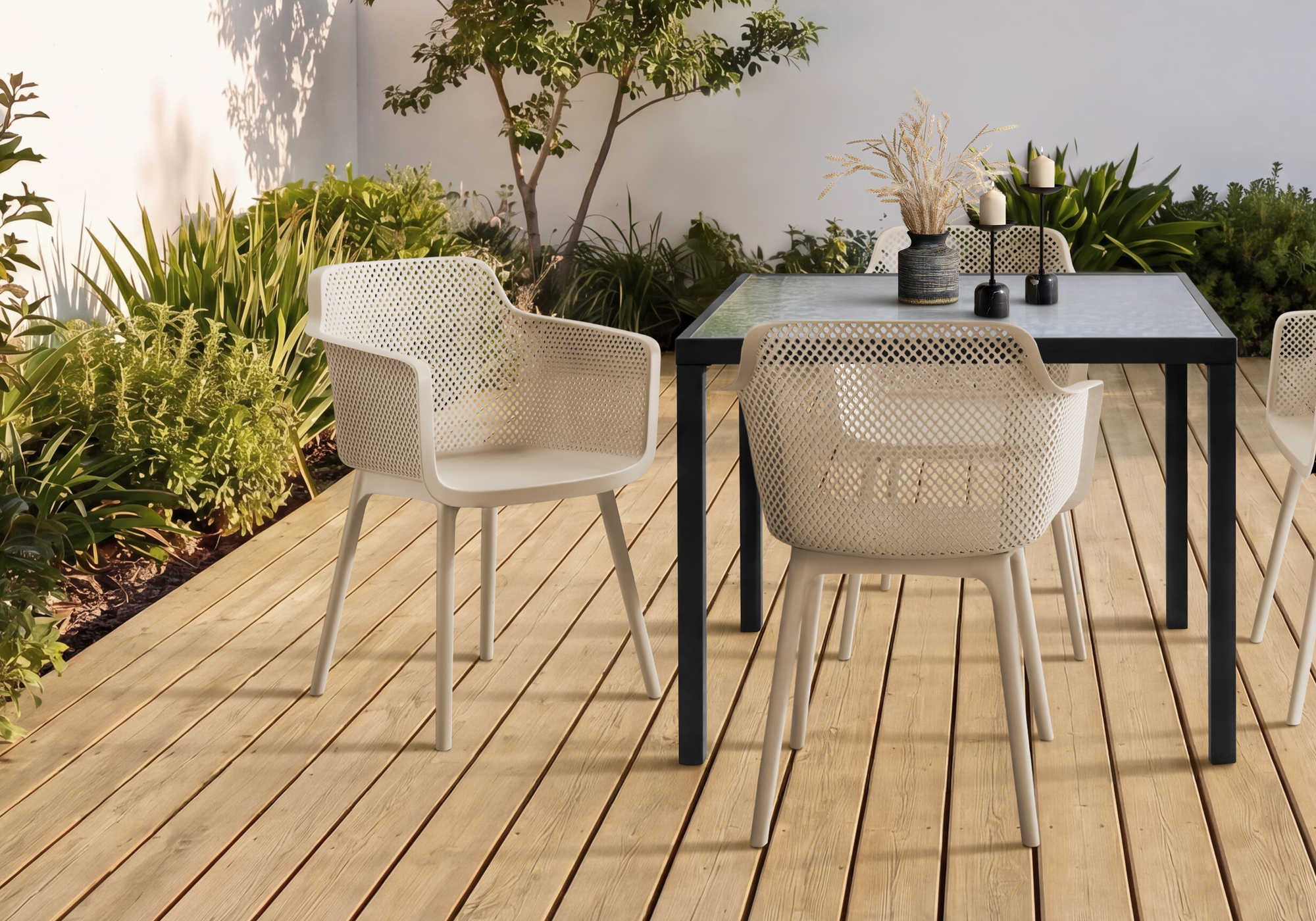 CHAISE D’EXTERIEUR - CHAISE SALLE MANGER TAUPE / 4PCS – I 4027