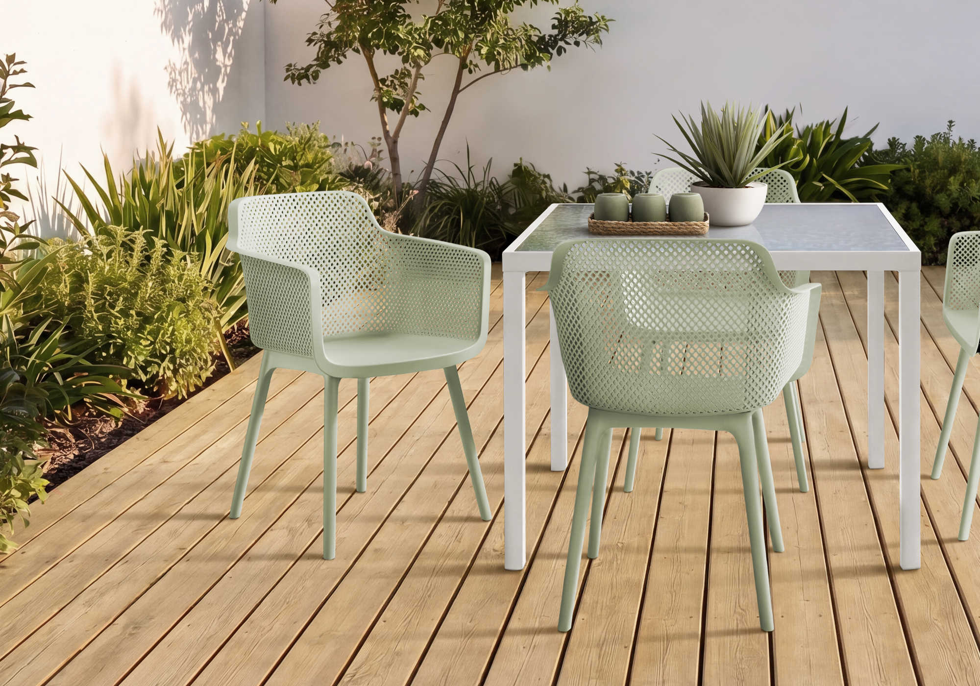CHAISE D’EXTERIEUR - CHAISE SALLE MANGER VERTE / 4PCS – I 4028