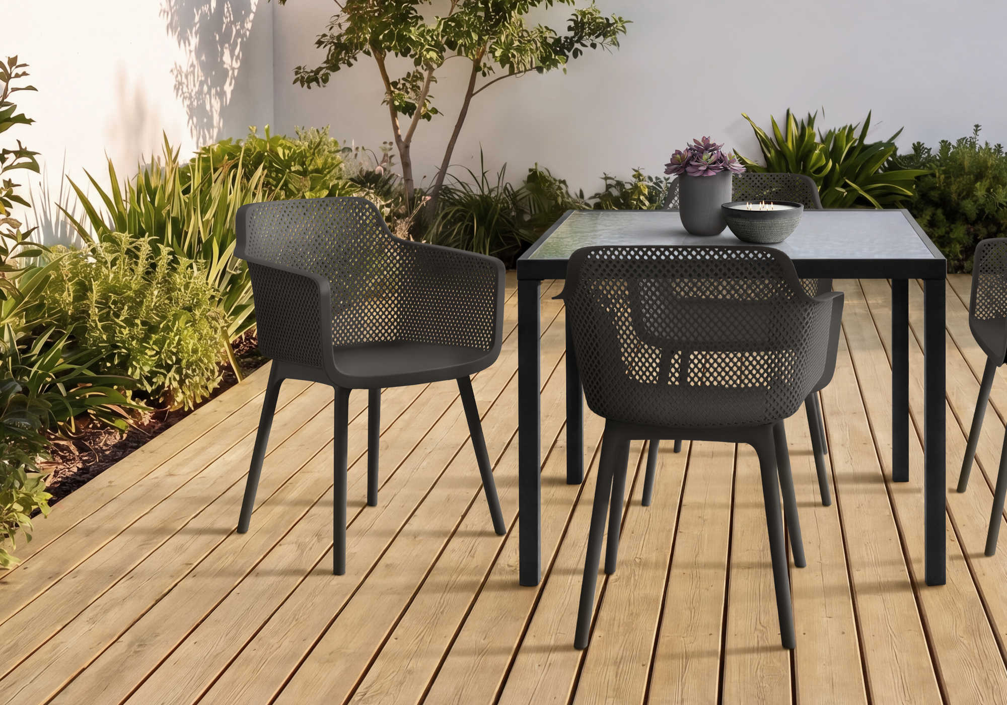 CHAISE D’EXTERIEUR - CHAISE SALLE MANGER NOIR / 4PCS – I 4029