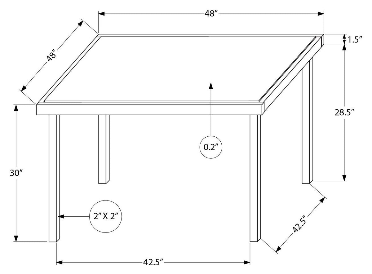 TABLE D’EXTERIEUR - 48" X 48" METAL NOIR AVEC VERRE TREMPE – I 4057