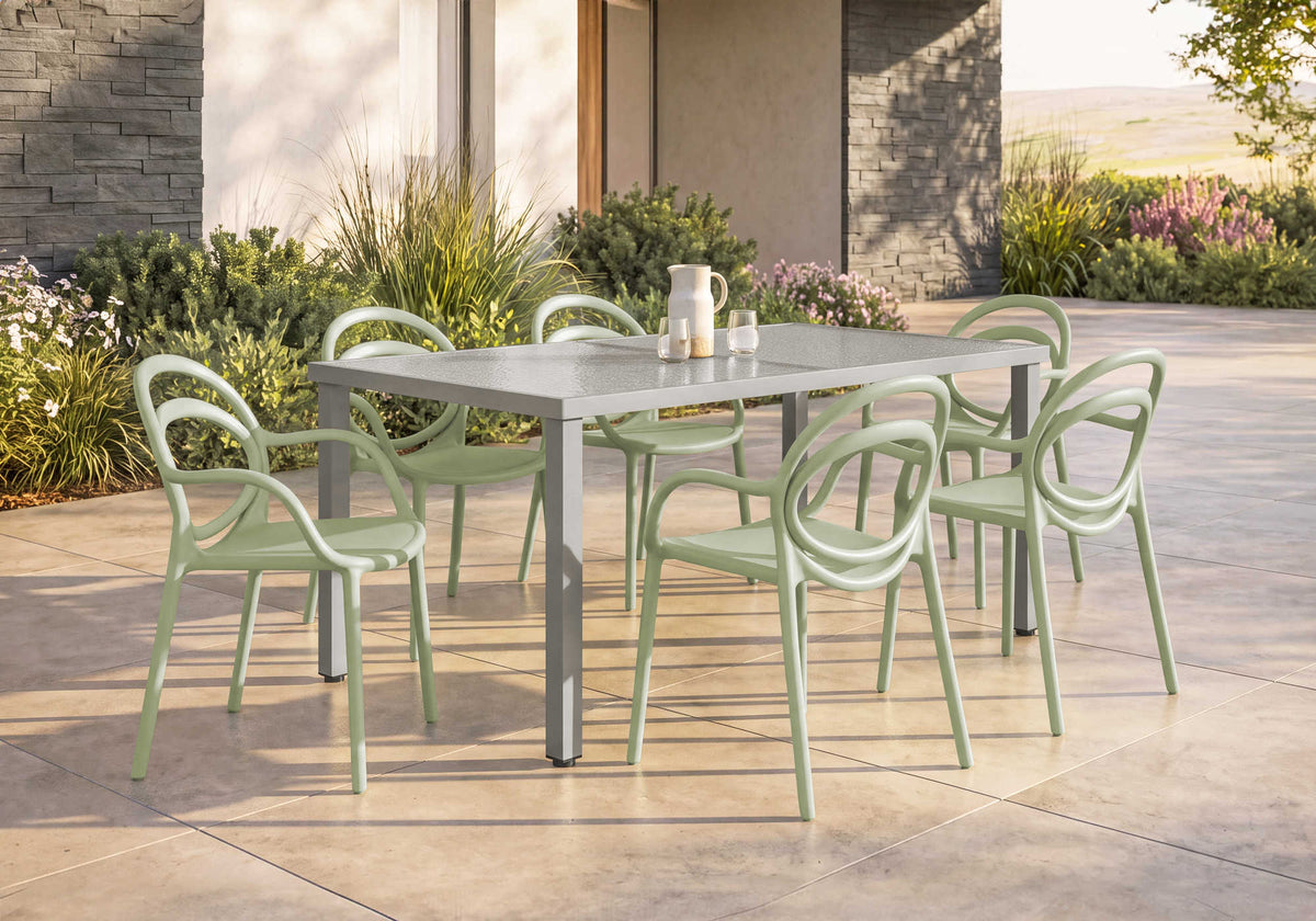 TABLE D’EXTERIEUR - 36" X 60" METAL GRIS AVEC VERRE TREMPE – I 4061