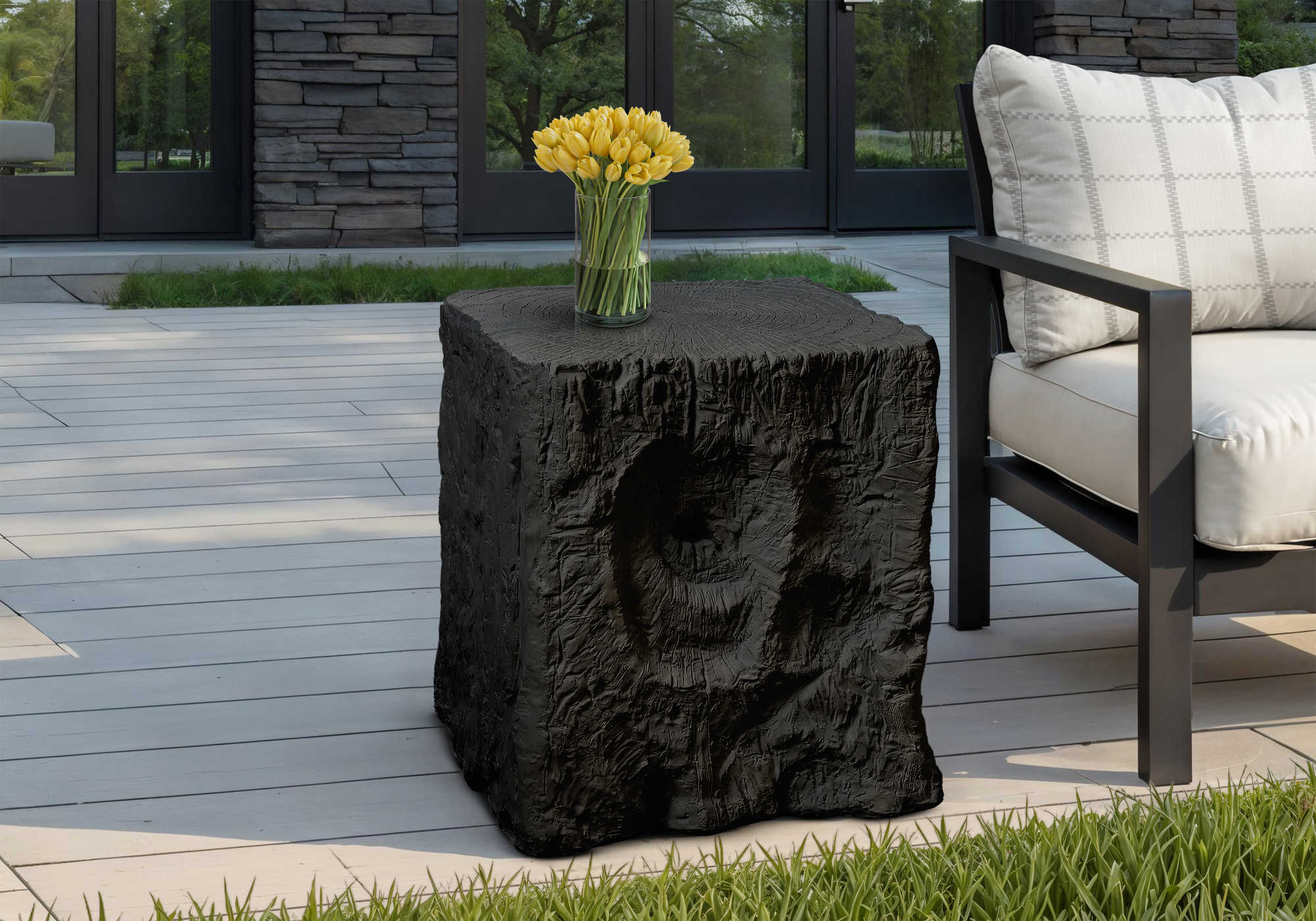 TABLE D'APPOINT - 25"H / INTERIEUR OU EXTERIEUR NOIR – I 4112